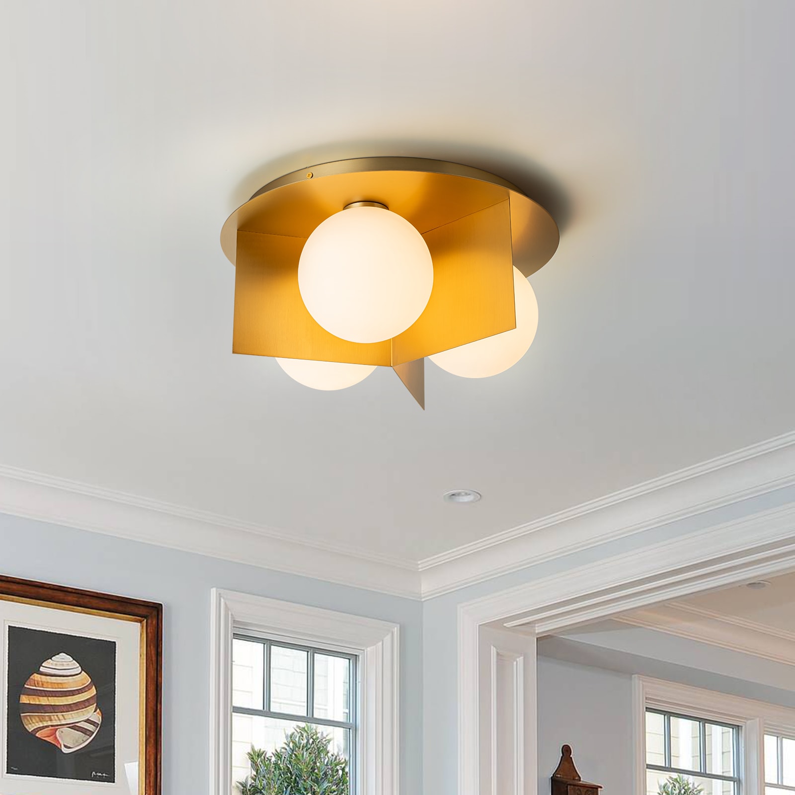 EDISLIVE Y81010000053768 Fragoso 3 -Light 15.8-in Gold Semi Flush Mount Light