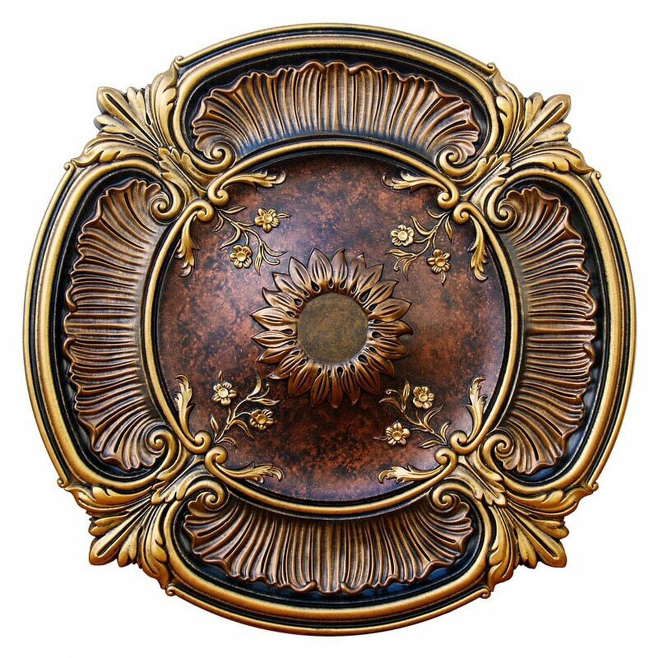 From Plain to Beautiful in Hours CCMF-111-INT-LL Spring Dreams 30-Inches W x 30-Inches L Architectural Painted Antique Bronze, Olympic Gold, Antique Copper Polyurethane Whole Ceiling Medallion