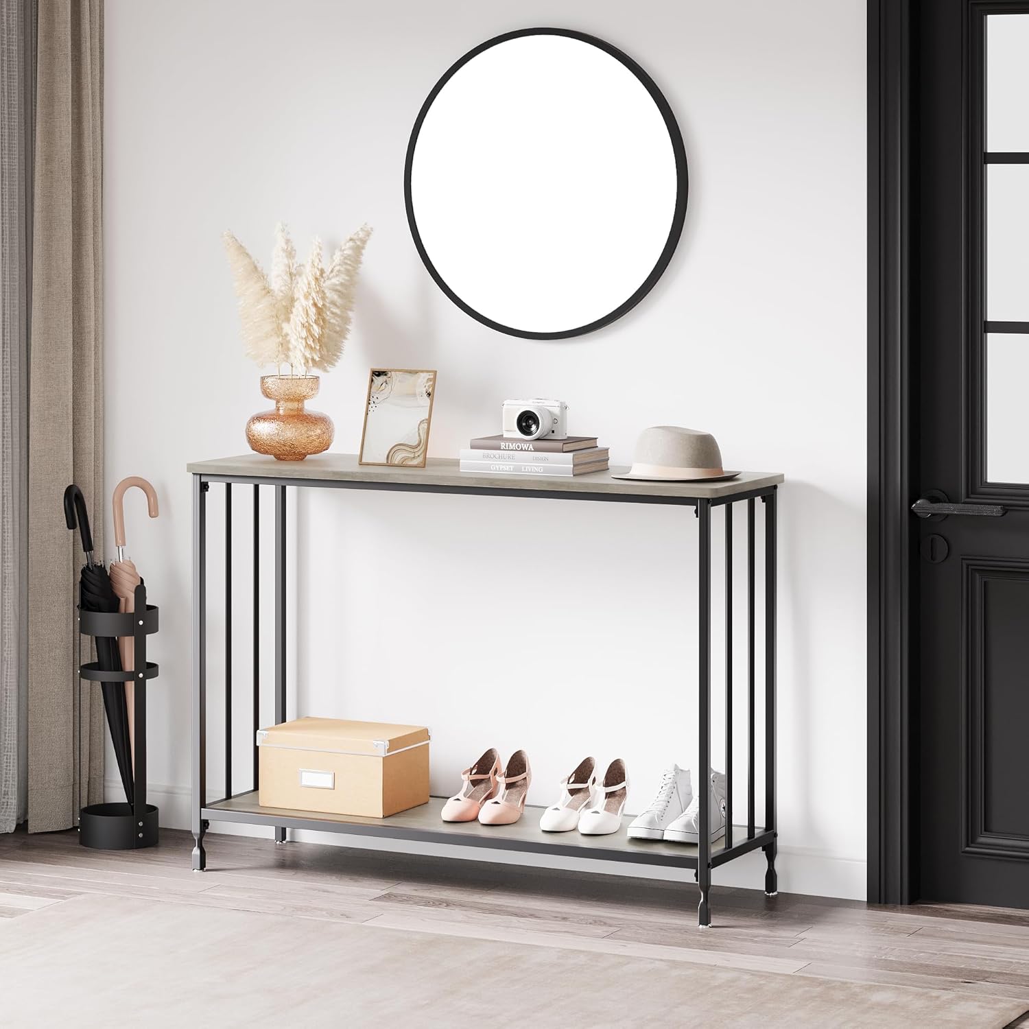 Garvee Entryway Table 2 Tier Entryway Console Table 41.3 in L Narrow Sofa Table