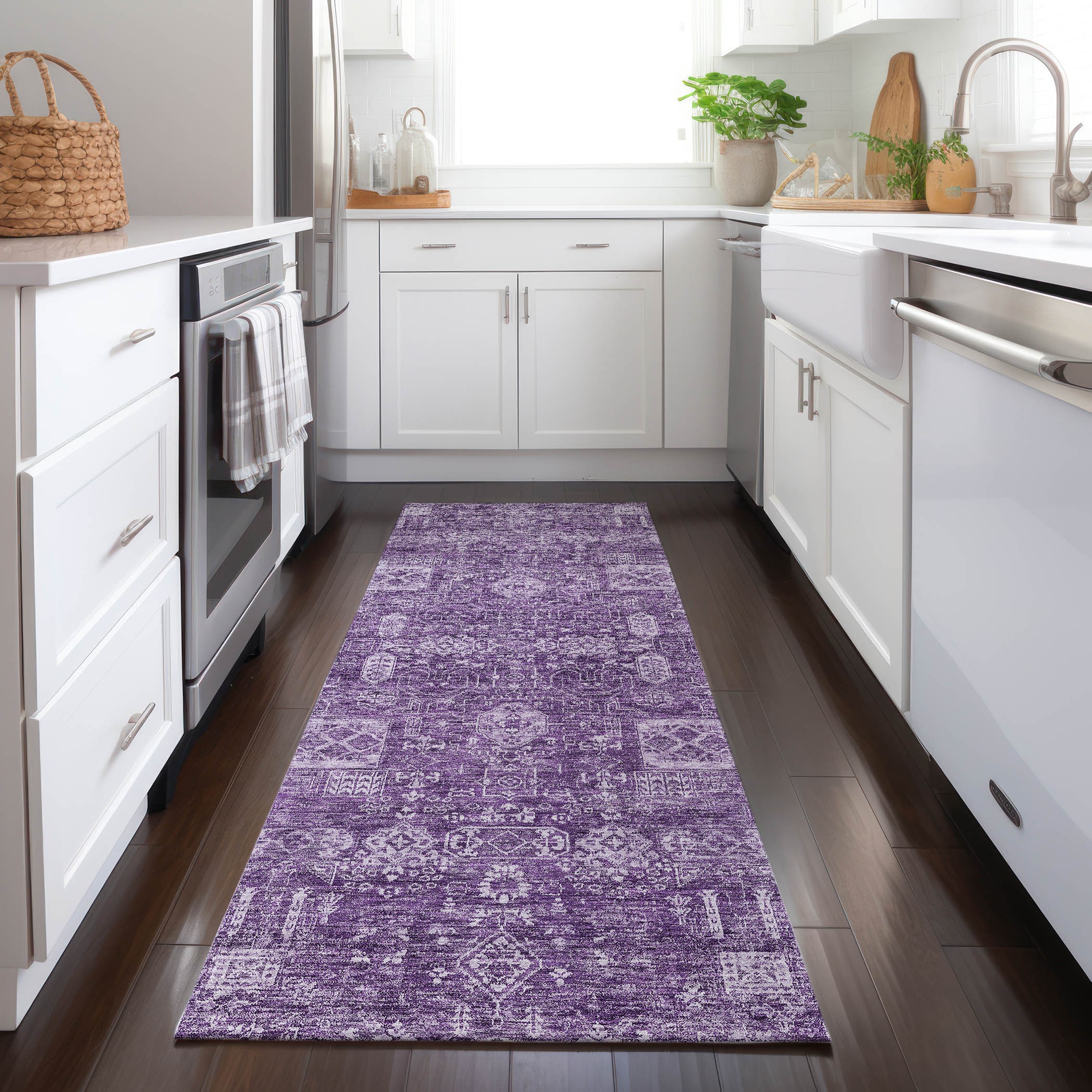 Addison Rugs ACN637PP2X8 Chantille ACN637PP 2 x 7 (ft) Polyester Purple Rectangular Indoor/Outdoor Geometric Machine washable Runner rug