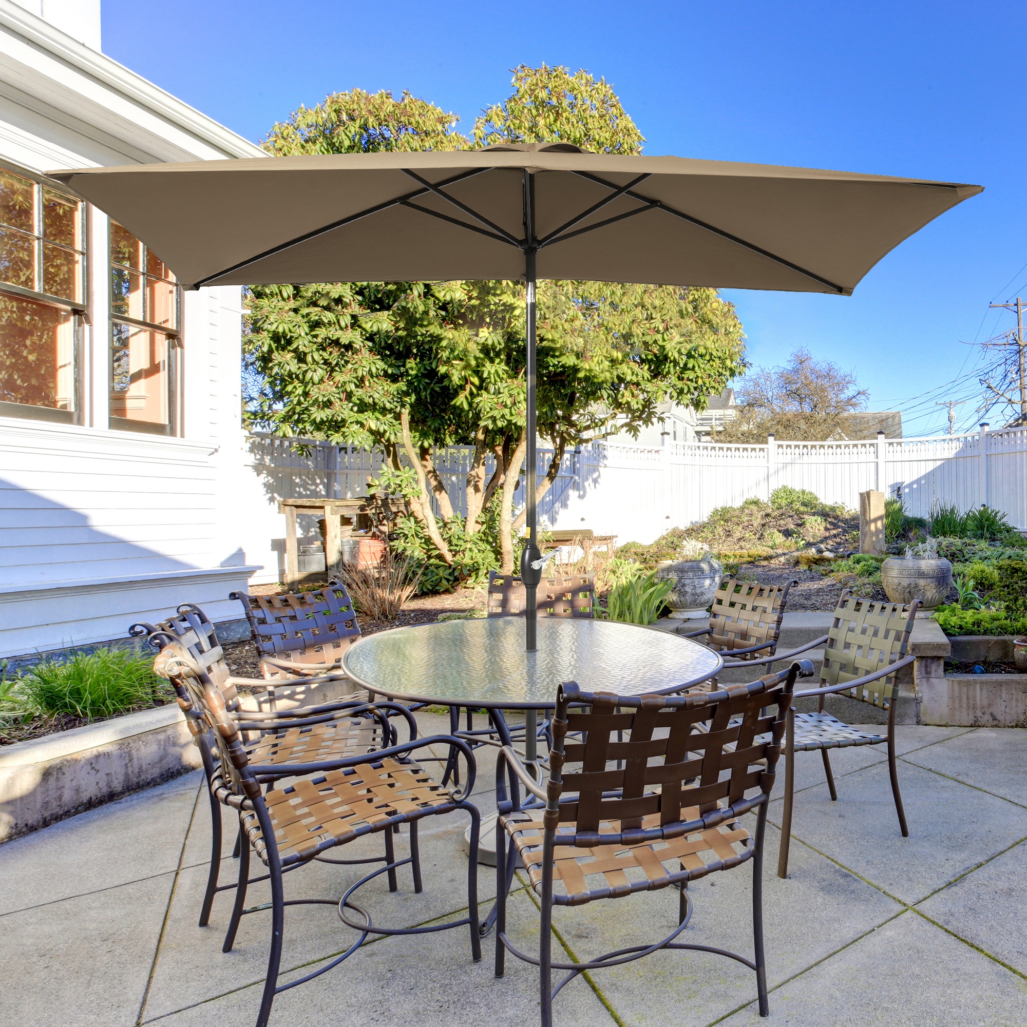 ACEGOSES LW-R16TP 10-ft Aluminum Tan Push-button Tilt Market Patio Umbrella