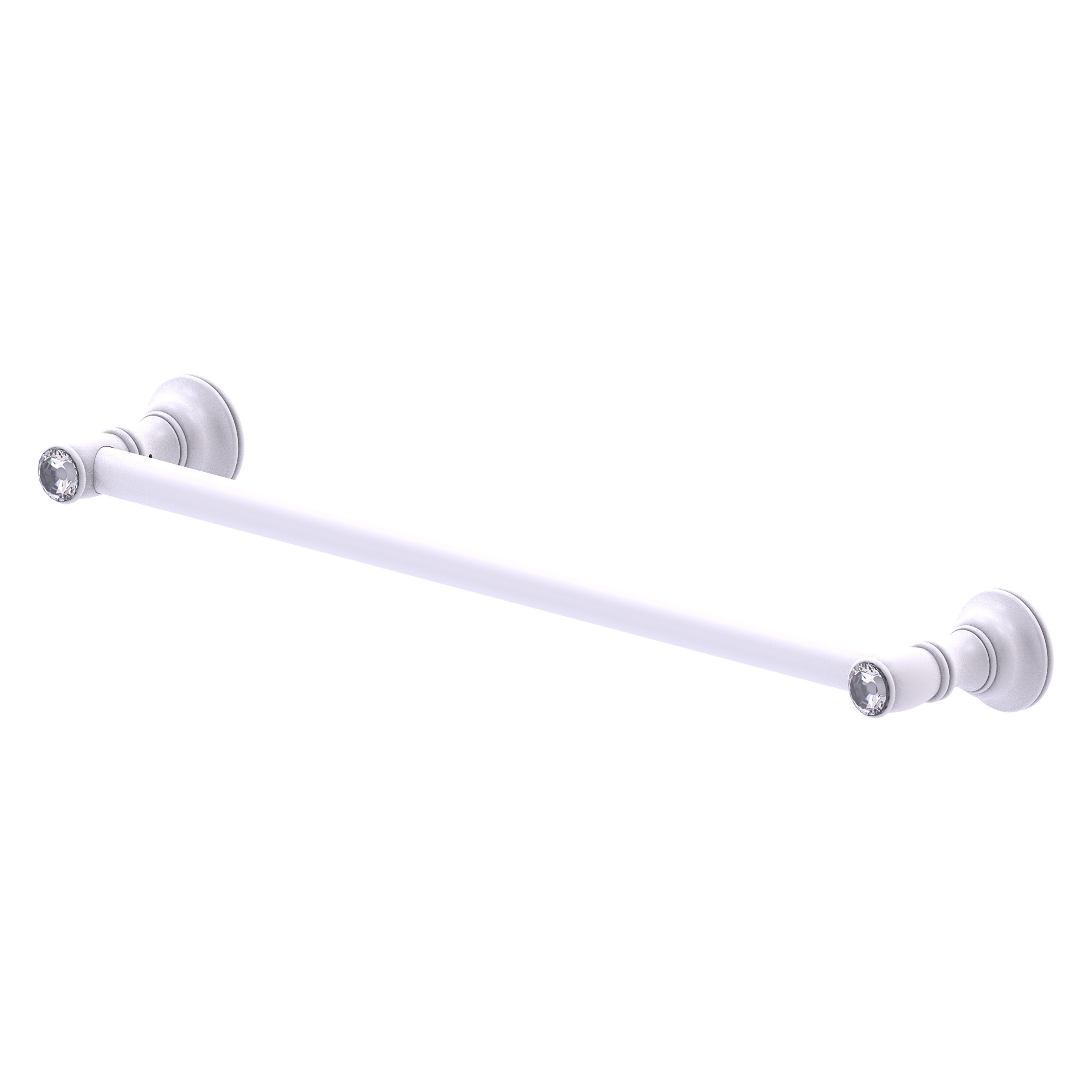 Allied Brass CC-41-24-WHM Carolina Crystal 24-in Matte White Wall mount Single Towel Bar