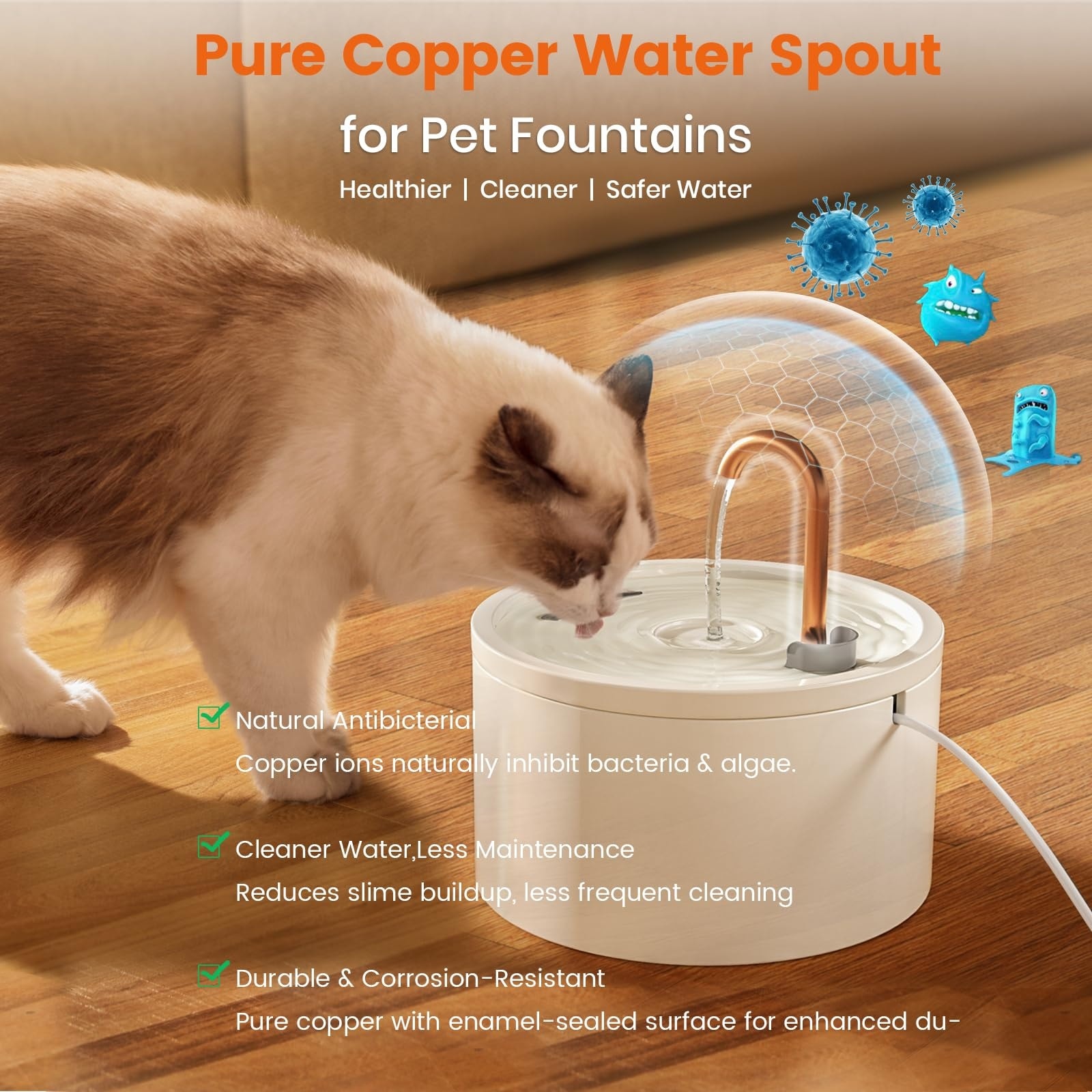 Misopily Ceramic Cat Water Fountain 2.1L 71oz Indoor Automatic Pet Drinking  Fountain Pure Copper Spout Ultra Quiet Pump 3pcs Filter White in the  Fountains & Waterers department at Lowes.com