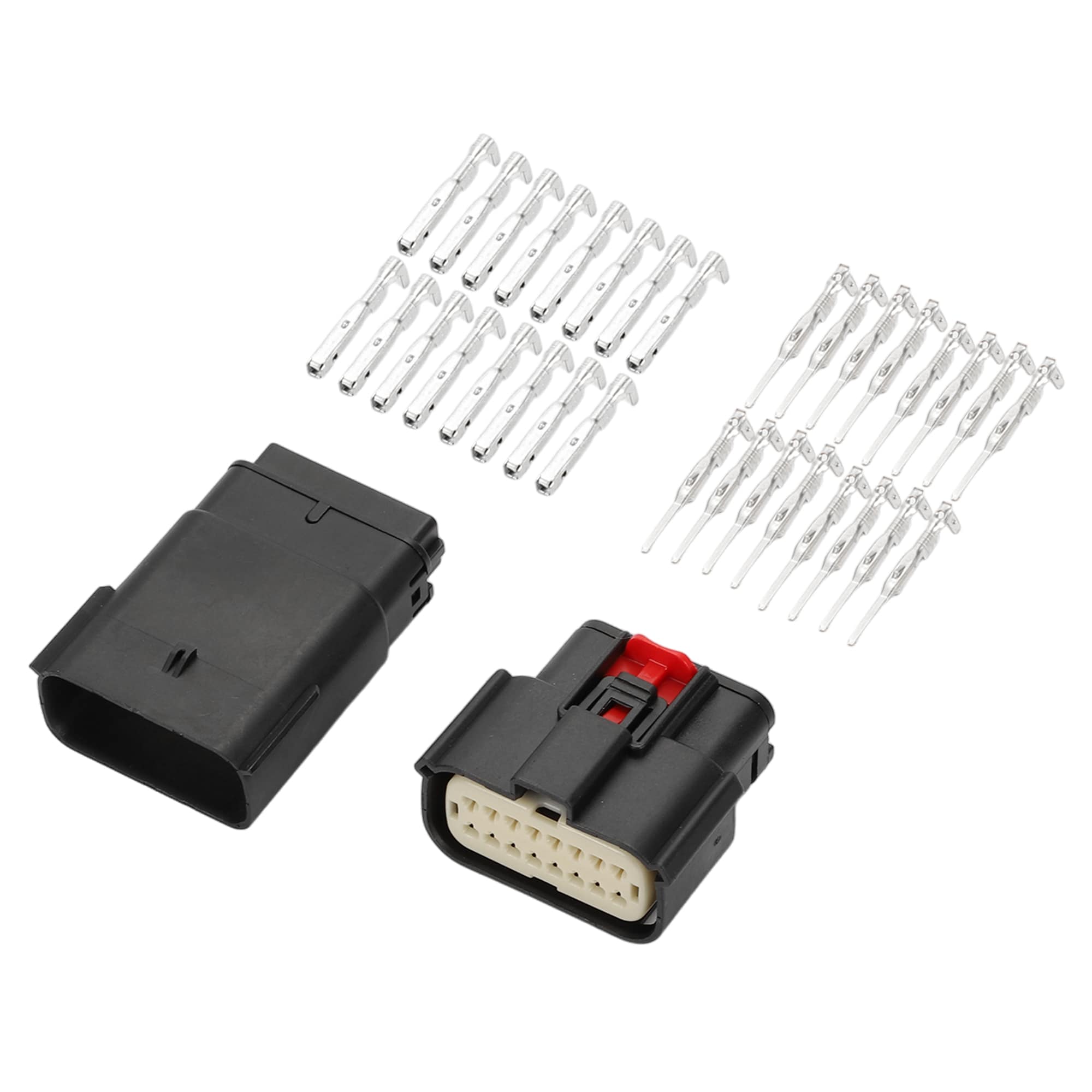 Unique Bargains 16 Pin Headlight Waterproof Connector Plug  1.5mm Series Male Female Wire Terminal Connector for Ford Mondeo Plastic Copper Black  1 Set