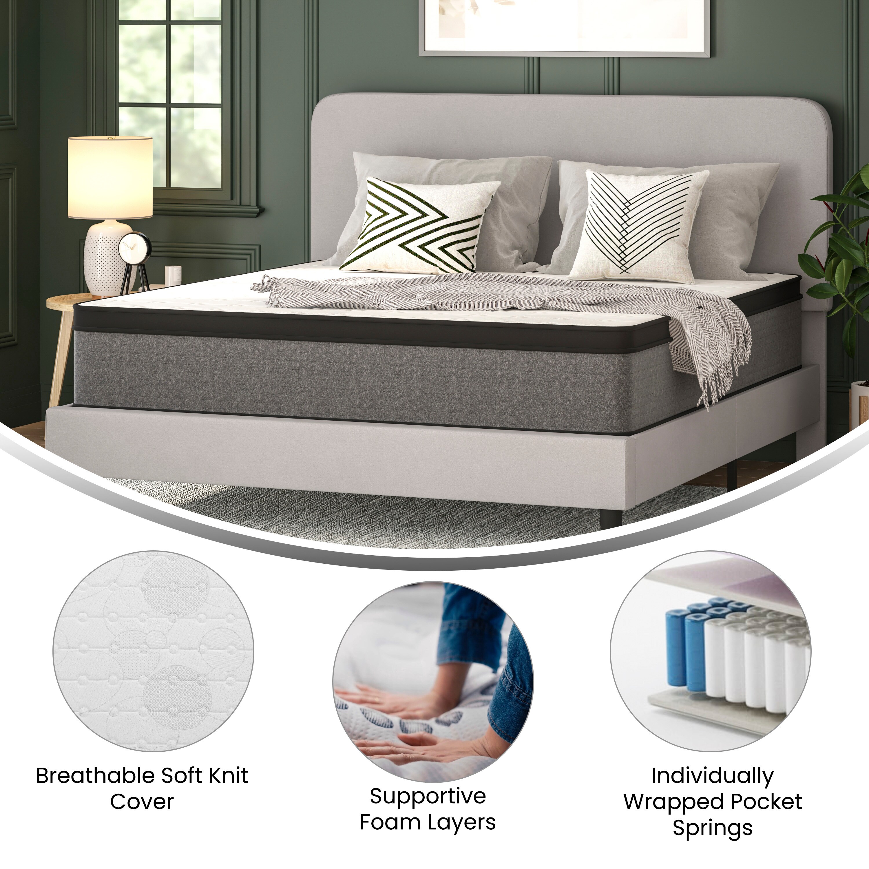 Capri King Gray Eurotop Innerspring Adjustable Bed Mattress