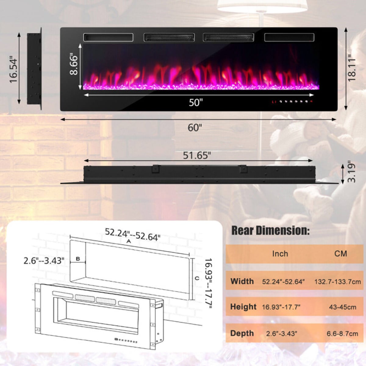 Clihome CL-60-10235 Electric-Fireplaces - View #3