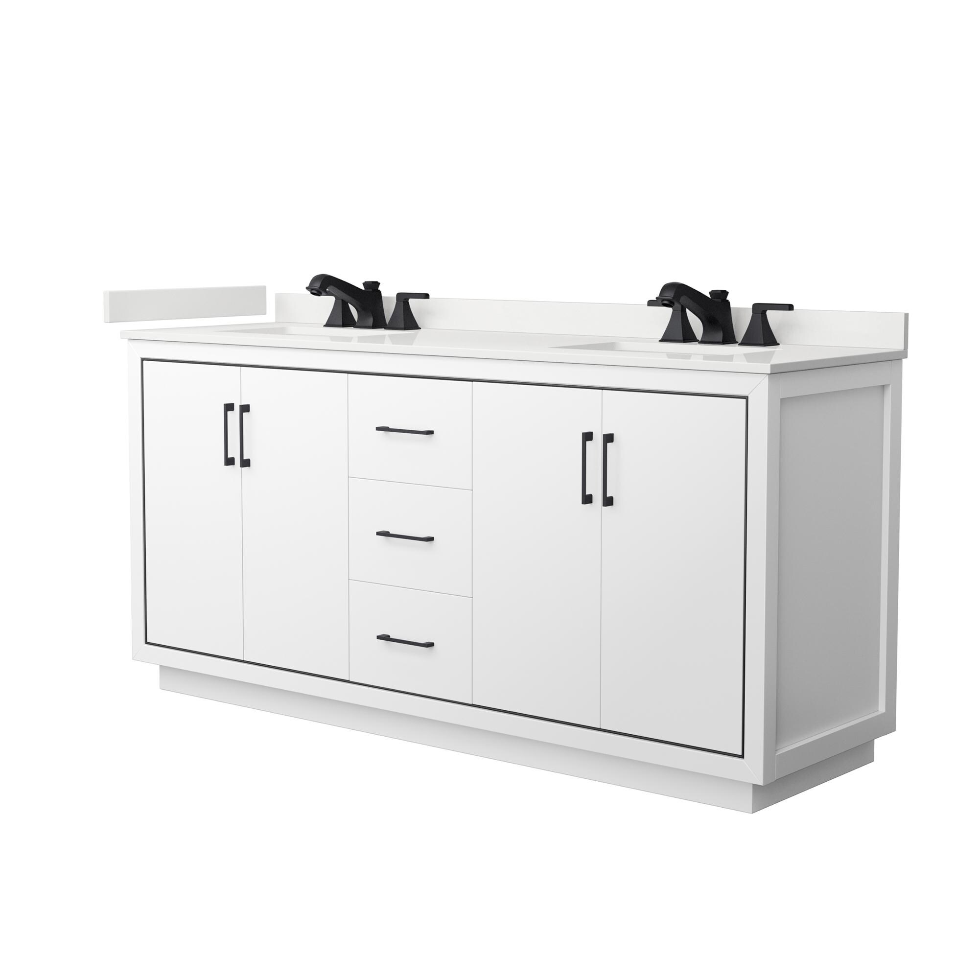 Wyndham Collection WCF111172DWBWQUS3MXX Icon 72-in White Undermount Double Sink Bathroom Vanity with White Quartz Top