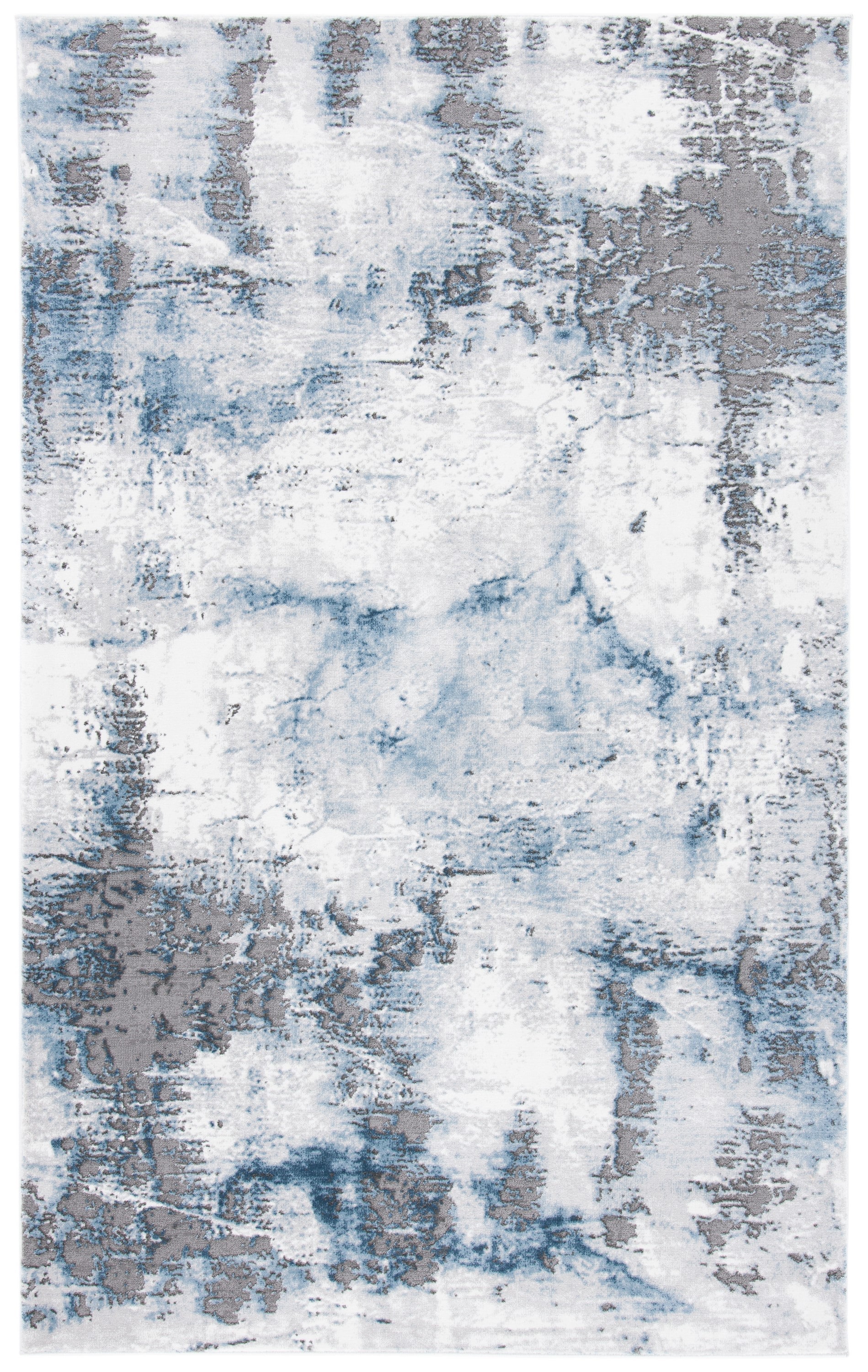 Eclipse Gray Abstract Hand-Knotted 2'7" x 5' Easy-Care Rug