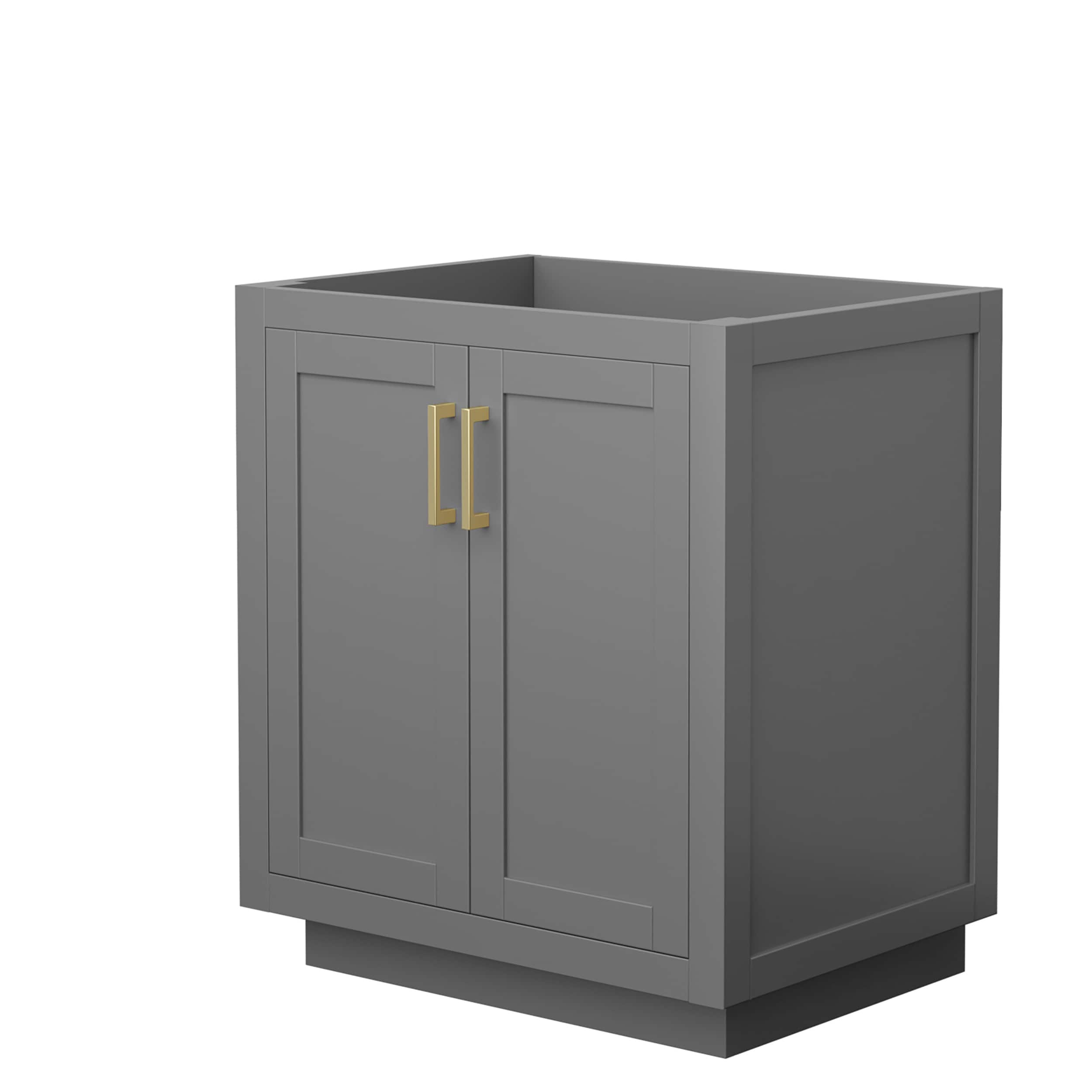 Wyndham Collection WCF292930SGGCXSXXMXX Miranda 30-in Dark Gray with Brushed Gold Trim Bathroom Vanity Base Cabinet without Top