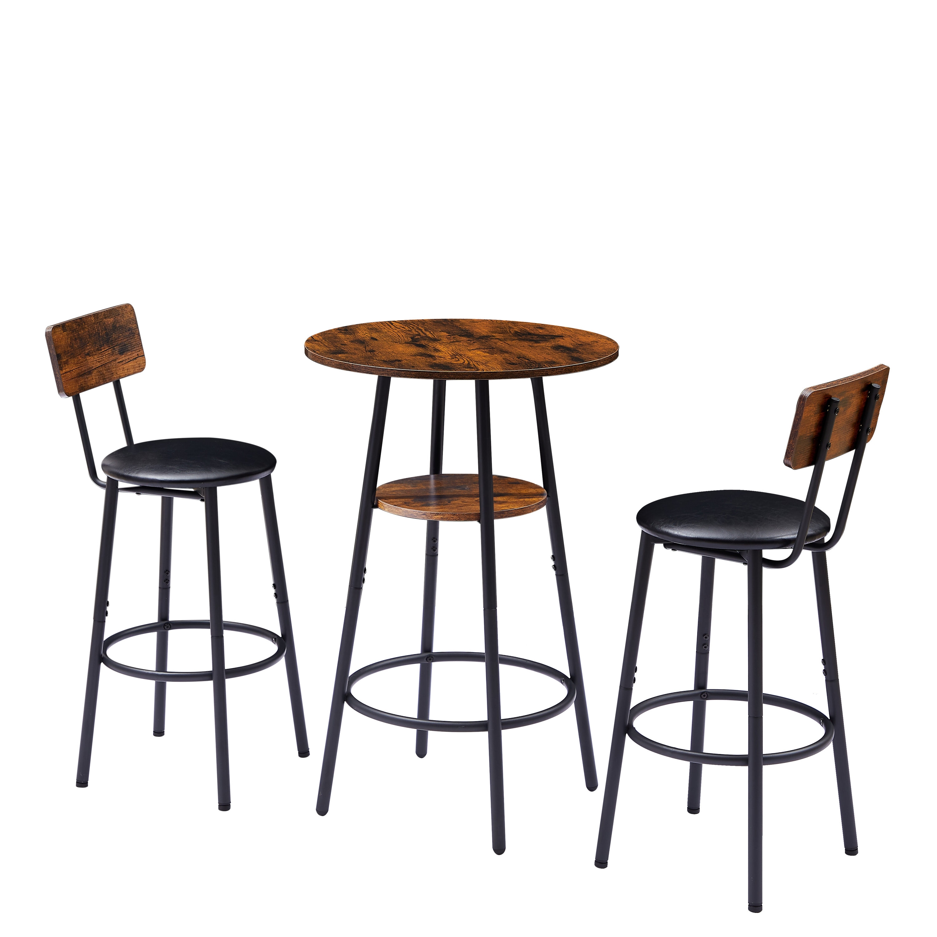 Kahomvis AC-QPJHX-05 Rustic Brown Contemporary/Modern Dining Room Set with Round Table ( Seats 2 )