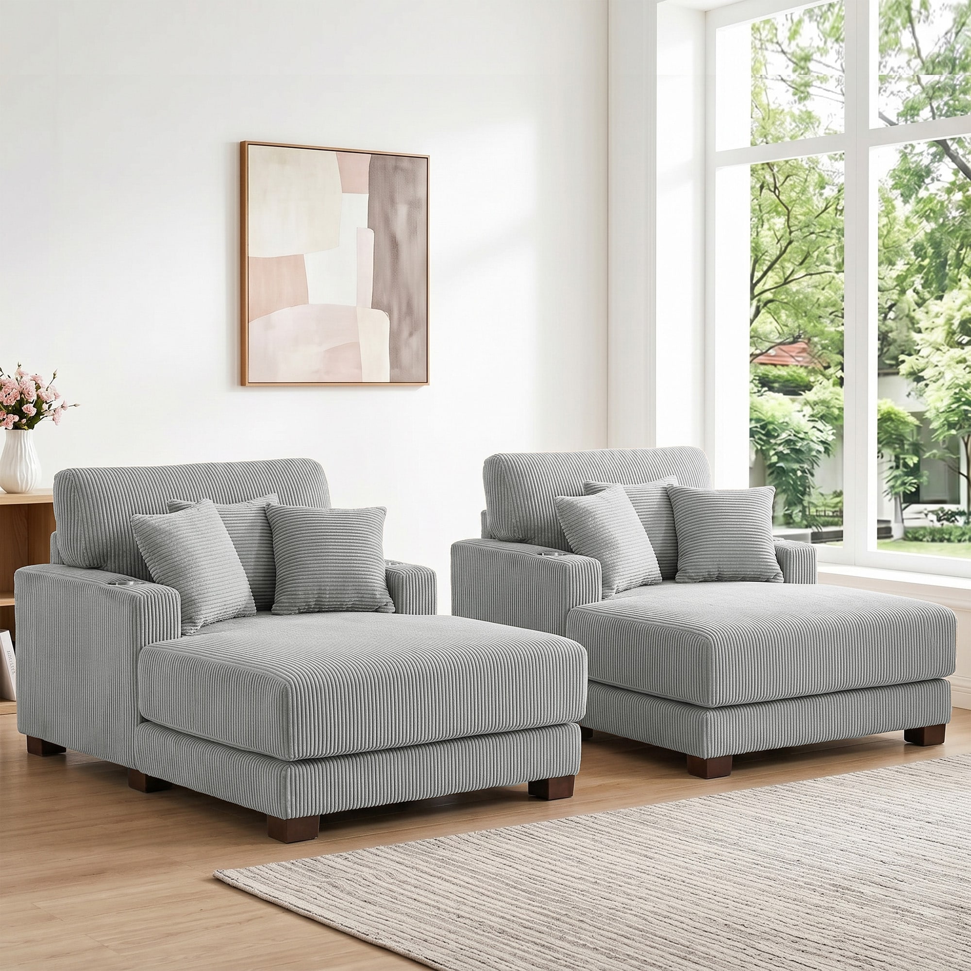 Dreamsidea - 59 Inch Chaise Lounge Chair - Wood Metal Frame Oversized Sleeper Sofa with Single Cu...