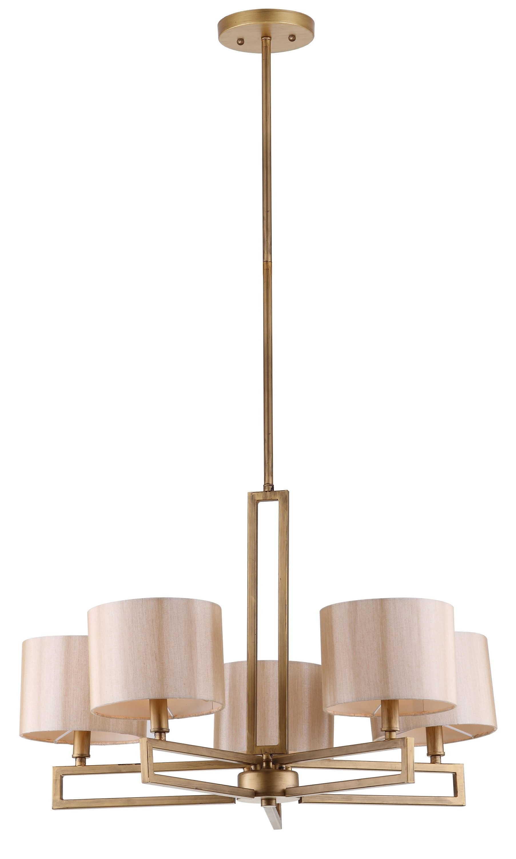 Contemporary 53.5'' Antique Gold Steel Drum Chandelier with Cream Shades
