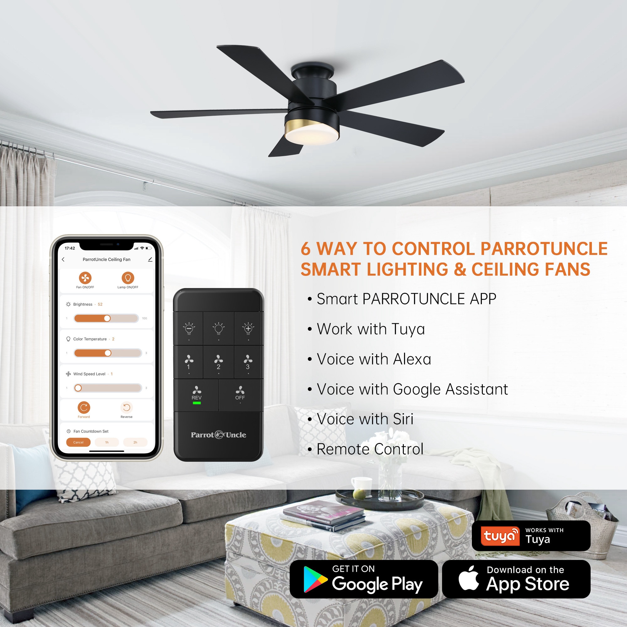 Parrot Uncle F6115-SMART Ceiling-Fans - View #2