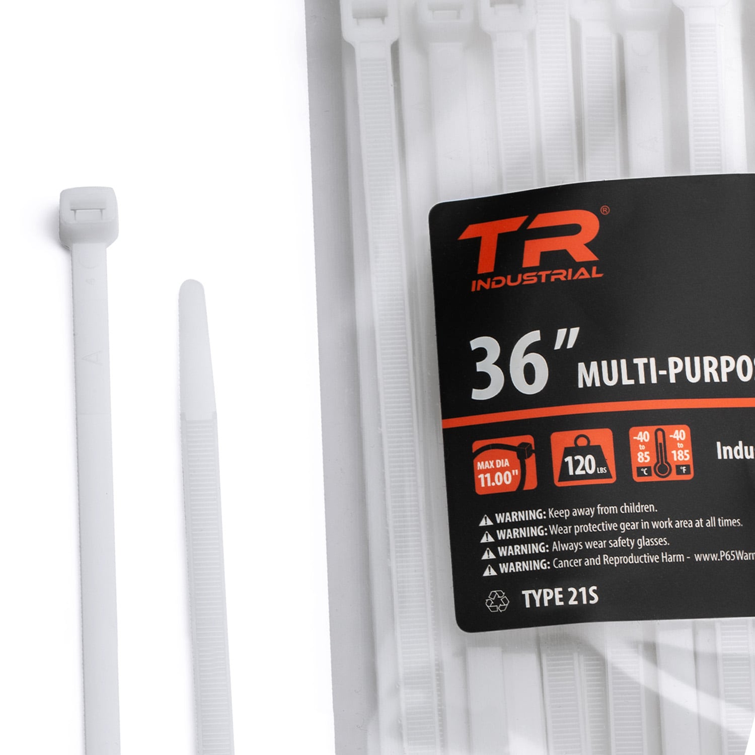 TR Industrial TR88307N 36-in Nylon Zip ties White ( 50 -Pack)