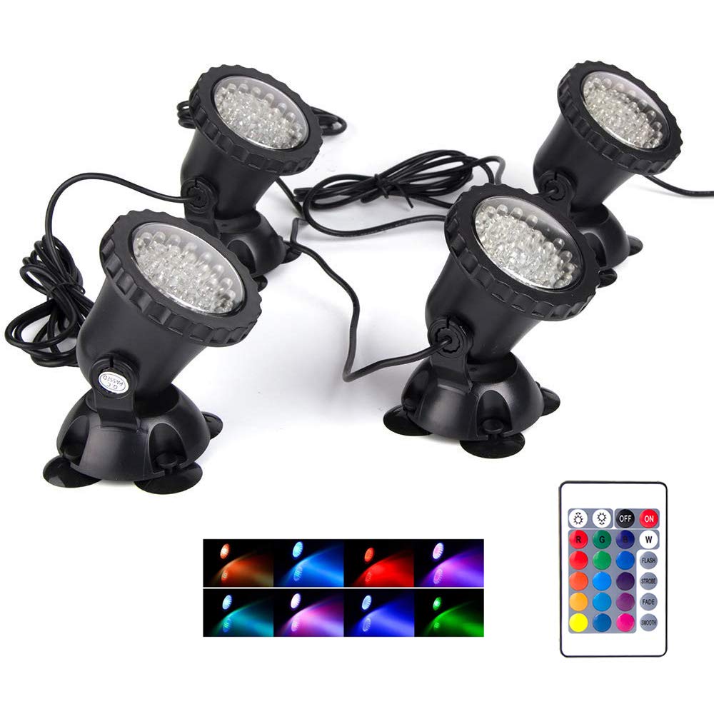 AOIZGMY  Pond Lights RGB Color Changing Submersible Spotlights IP68 Waterproof Timer Memory Adjustable for Outdoor Garden Yard Lawn Water