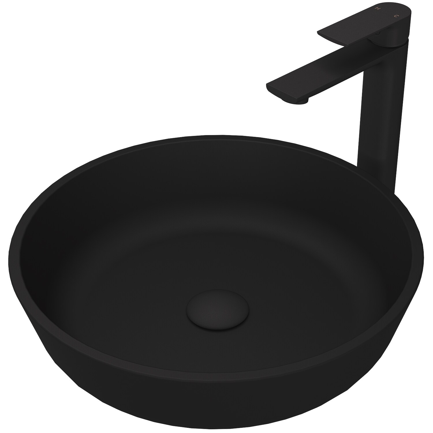 VIGO VGT1431 Modus Glass 17-in Vessel Round Modern MatteShell Bathroom Sink with Faucet Included with Drain Included