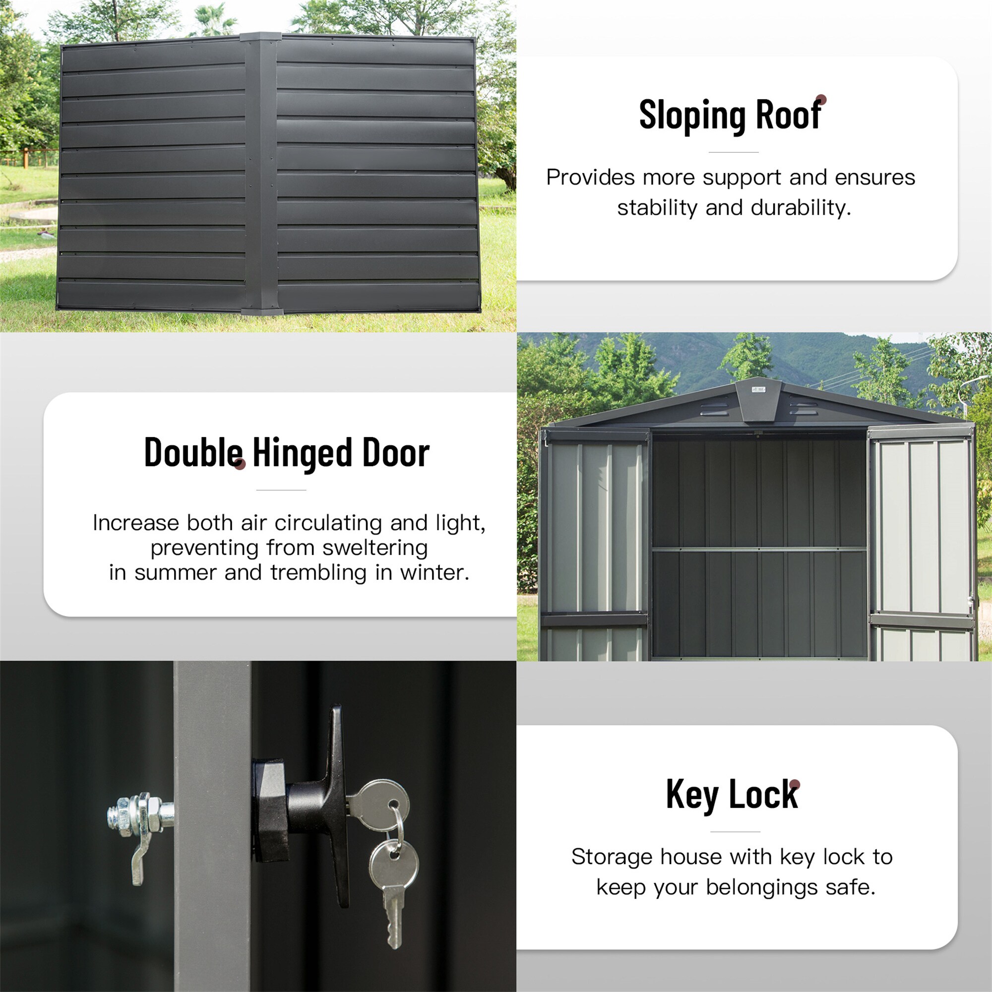 WELLFOR TWSG042-BK Metal-Storage-Buildings-Sheds - View #6
