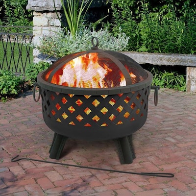 Black Steel Wood Burning Fire Pit, Crossfire Fire Pit With Cooking Grates