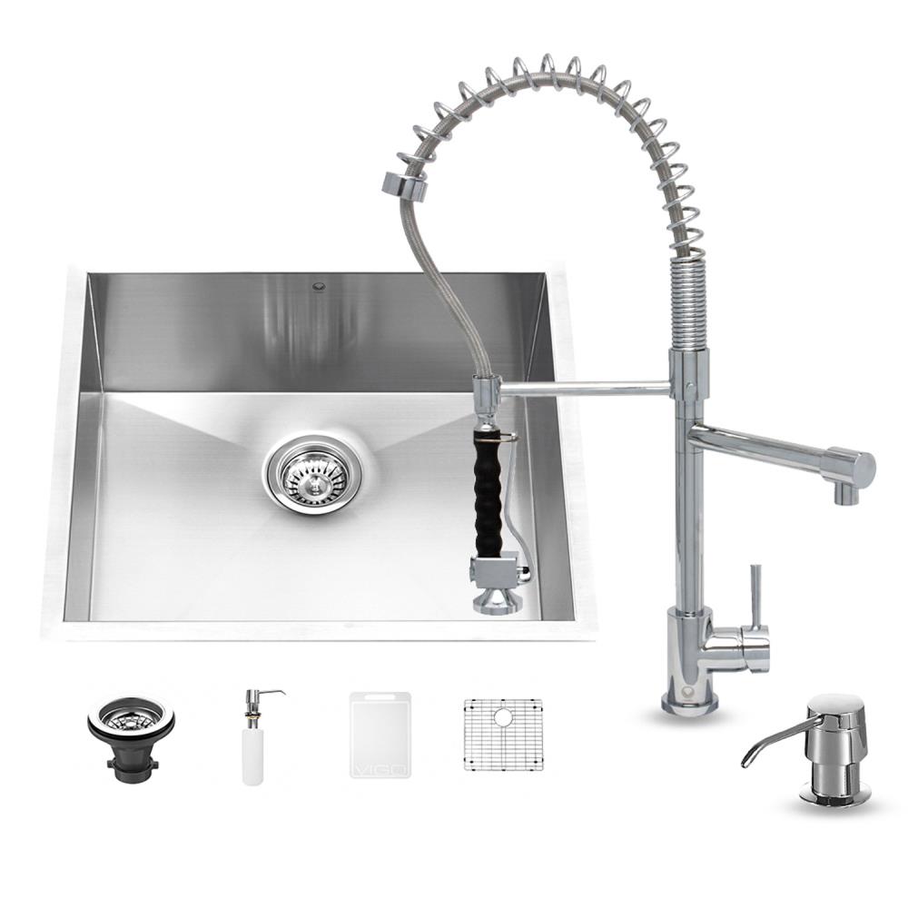 Vigo Undermount 18 In X 23 In Stainless Steel Single Bowl Kitchen Sink All In One Kit At 2851