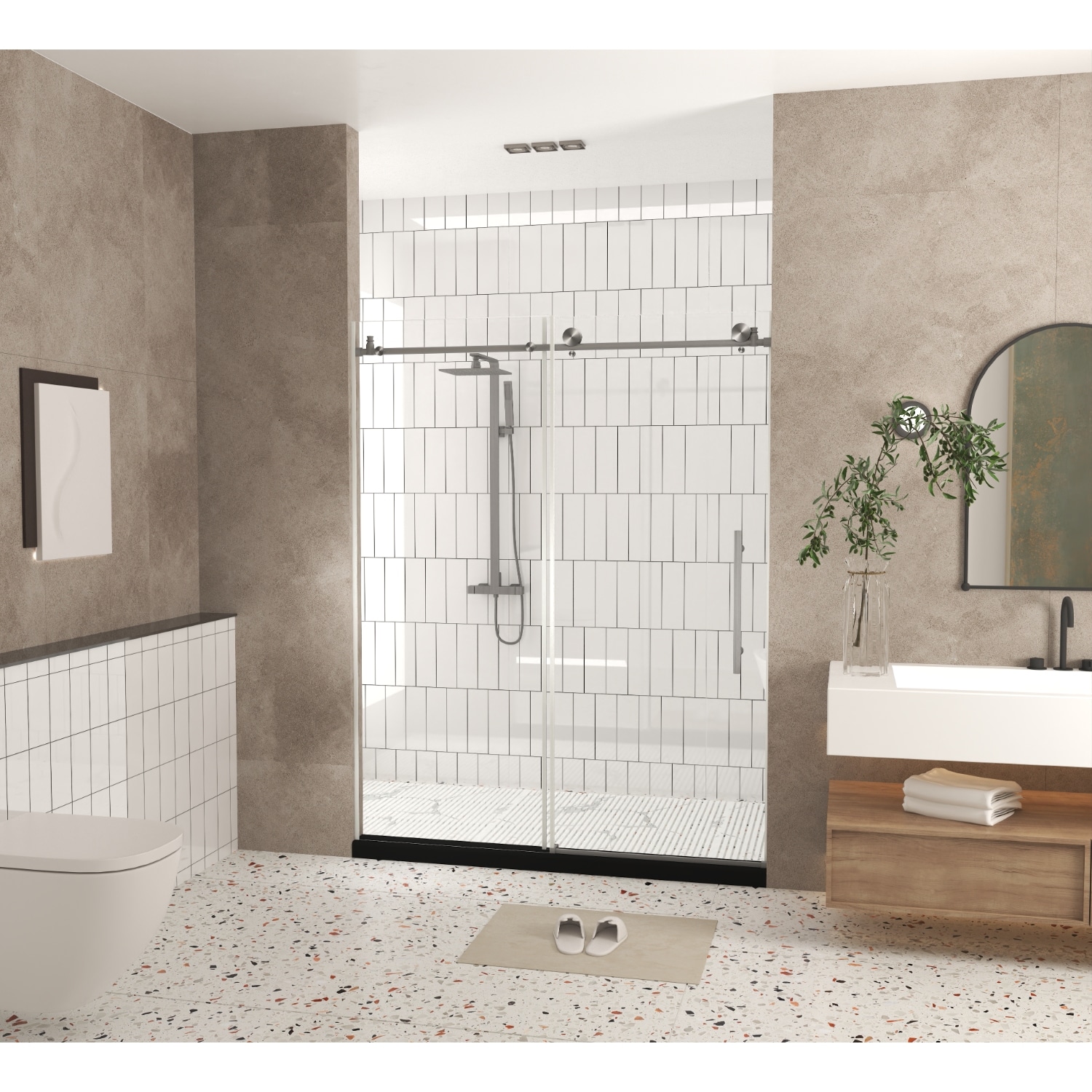 Lirago Frameless shower door 44-48 -inW x 76-in H 1/4 -in(6 mm