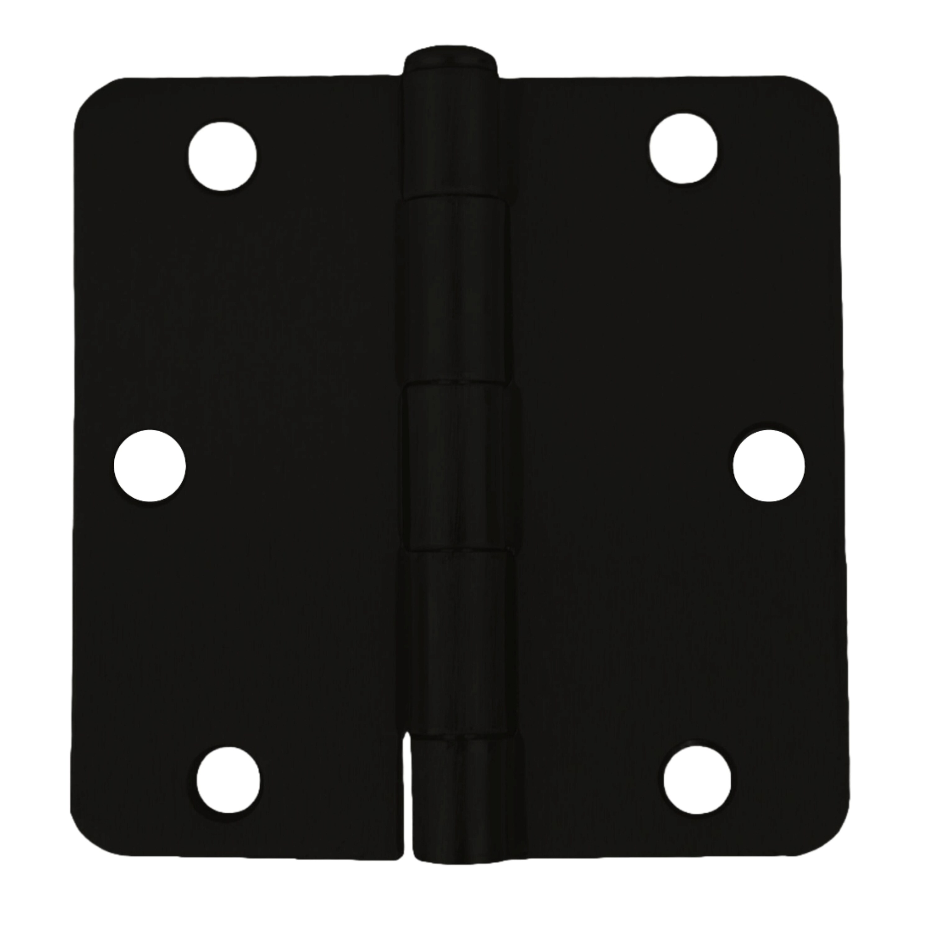 Global Door Controls Full Mortise Residential with Removable Pin 3-1/2-in H x 1/4-in Radius Matte Black Mortise Interior/Exterior Door Hinge 2 -Pack
