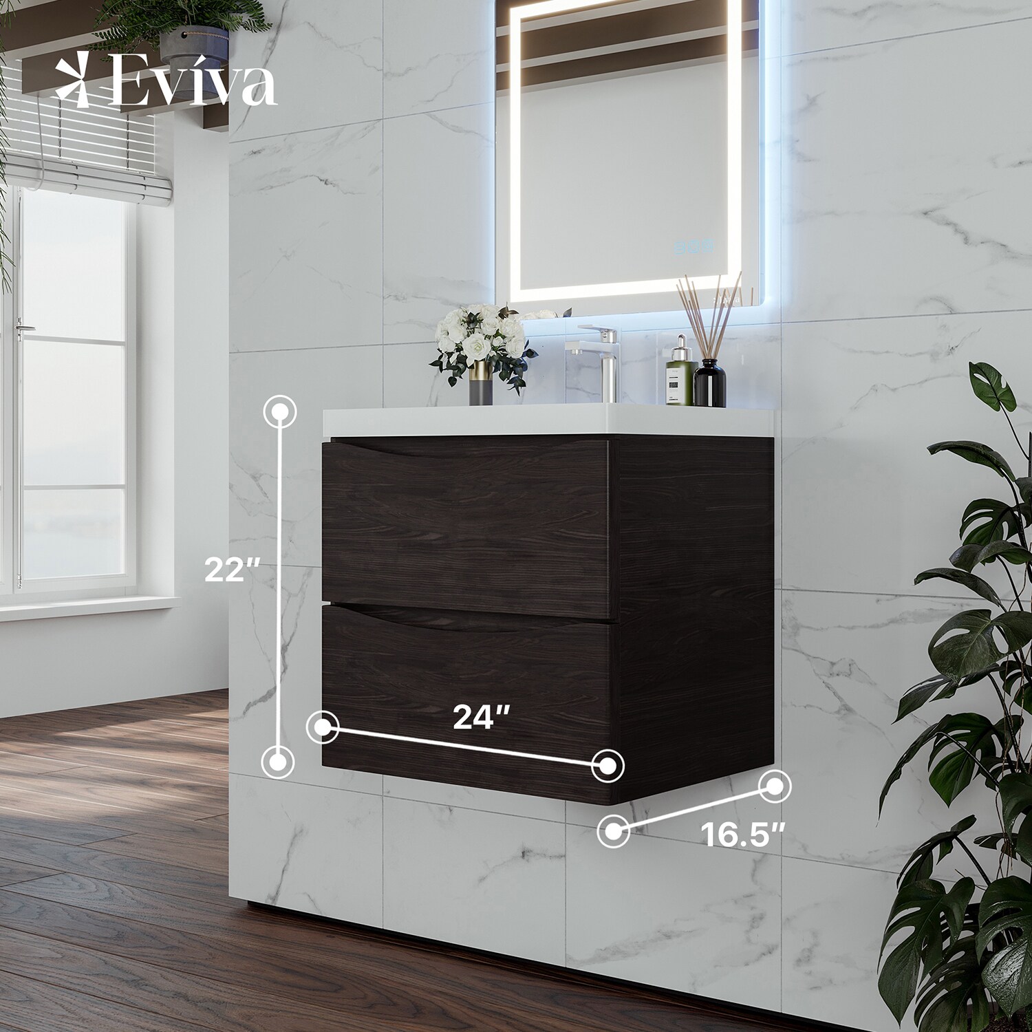 Eviva EVVN600-24CHNT-WM Bath-Vanity-Combo - View #2