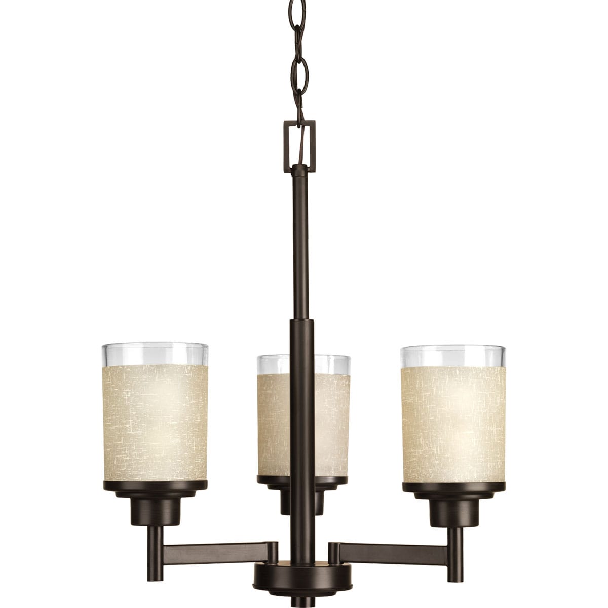 Trinity 3 arm chandelier in antique brass