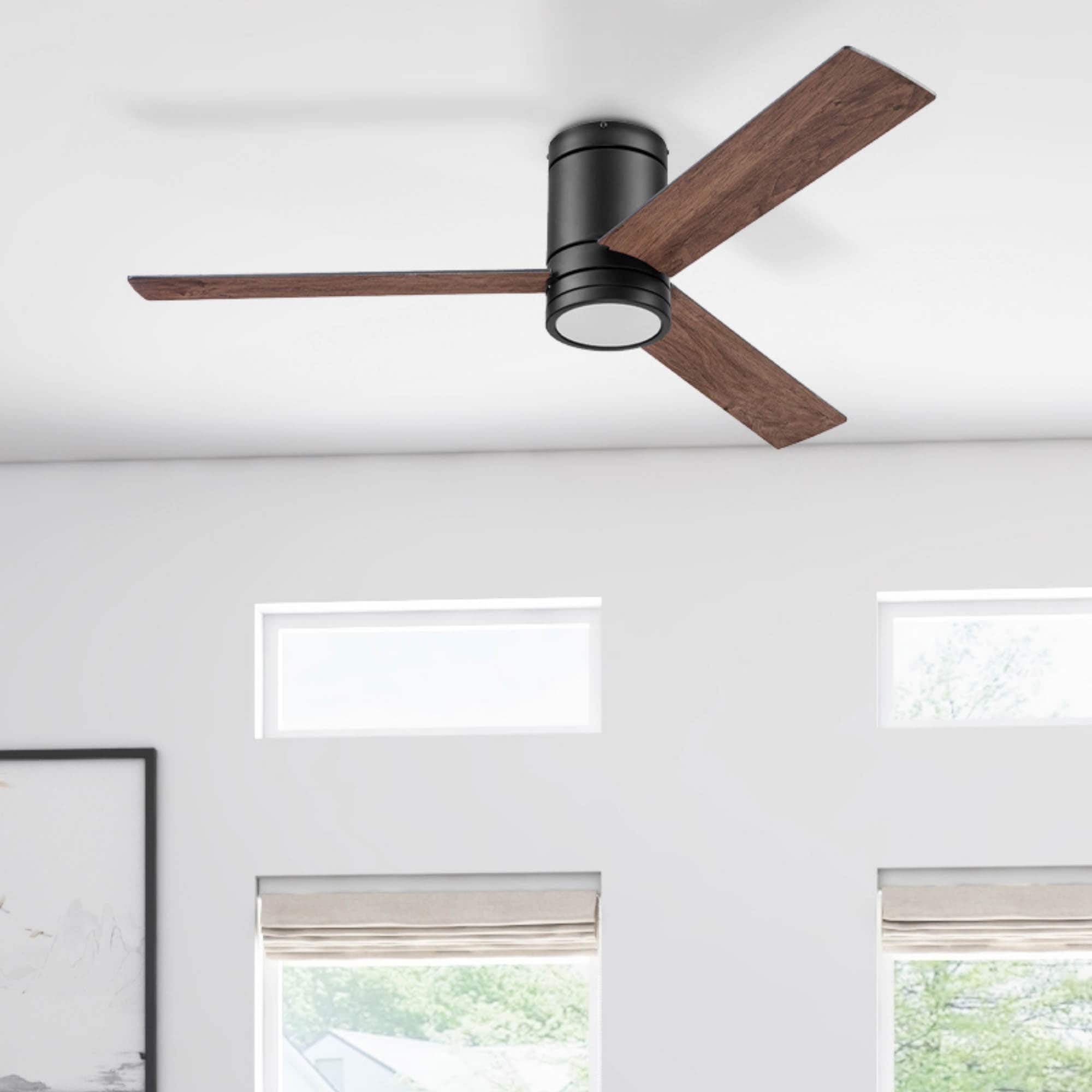 Espy 52'' Matte Black Low Profile Ceiling Fan with LED Light and Remote