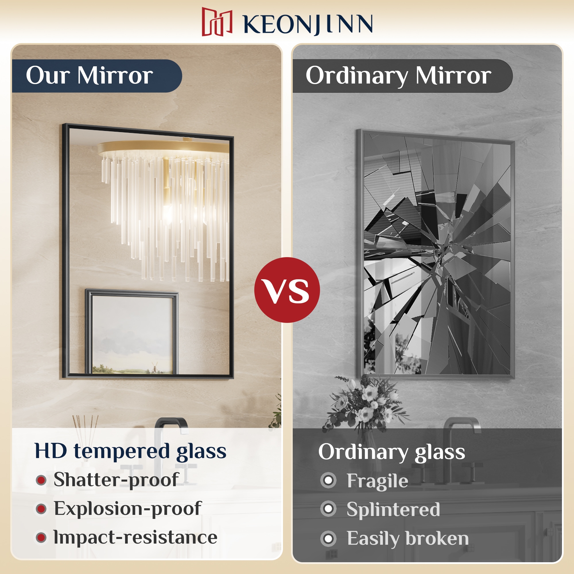 Keonjinn LW-25F-6191BK Decor-Mirrors - View #4