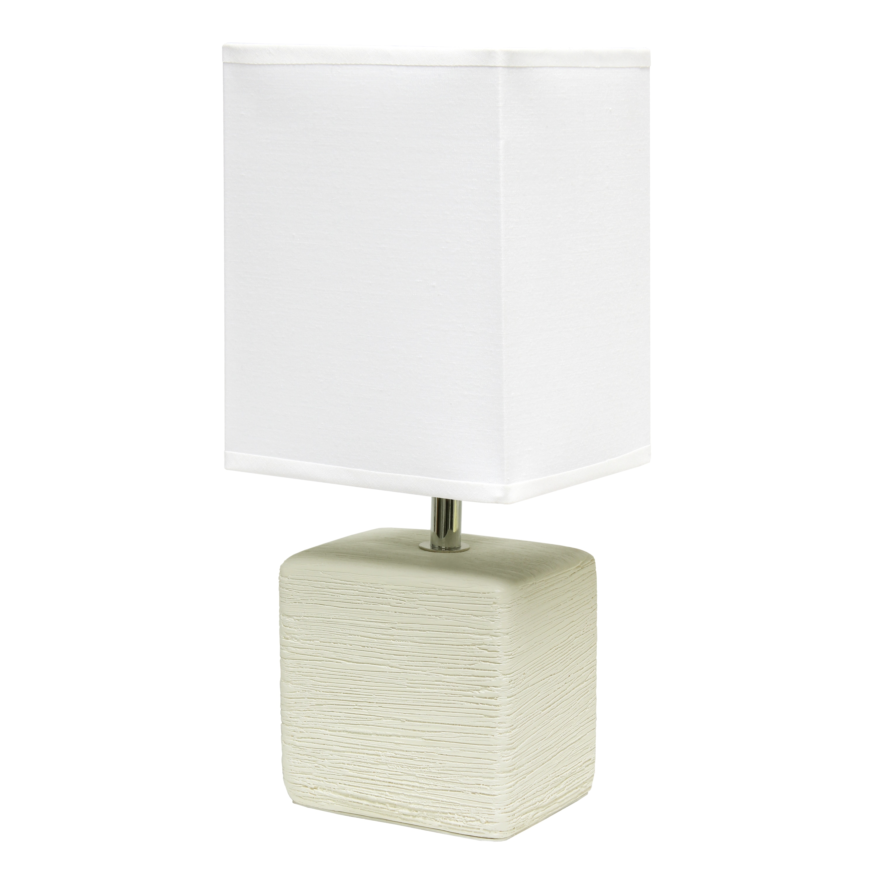 Simple Designs LT6004-OFF 11.81-in Off White/White Shade LED On/Off switch Table Lamp with Fabric Shade