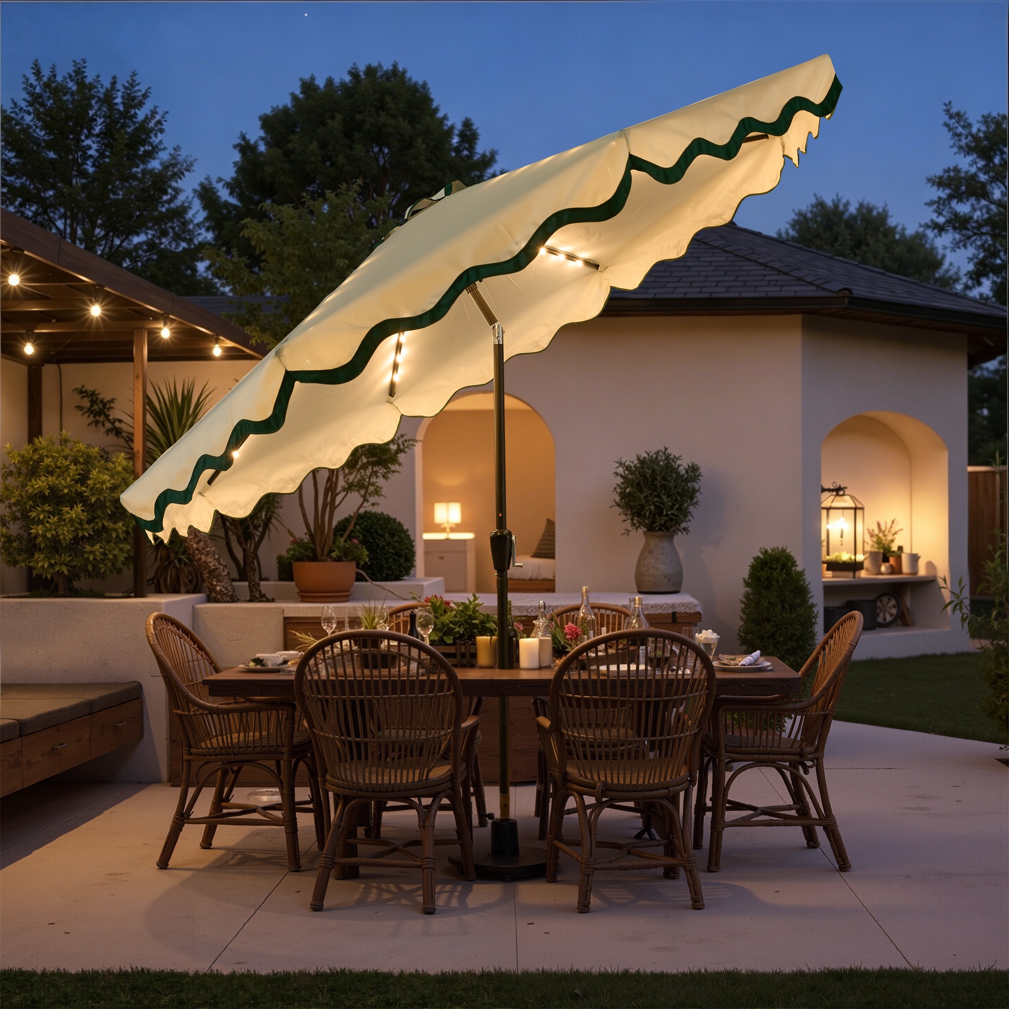 ALTRIGUS 10-ft Steel Green Push-button Tilt Garden Patio Umbrella with ...