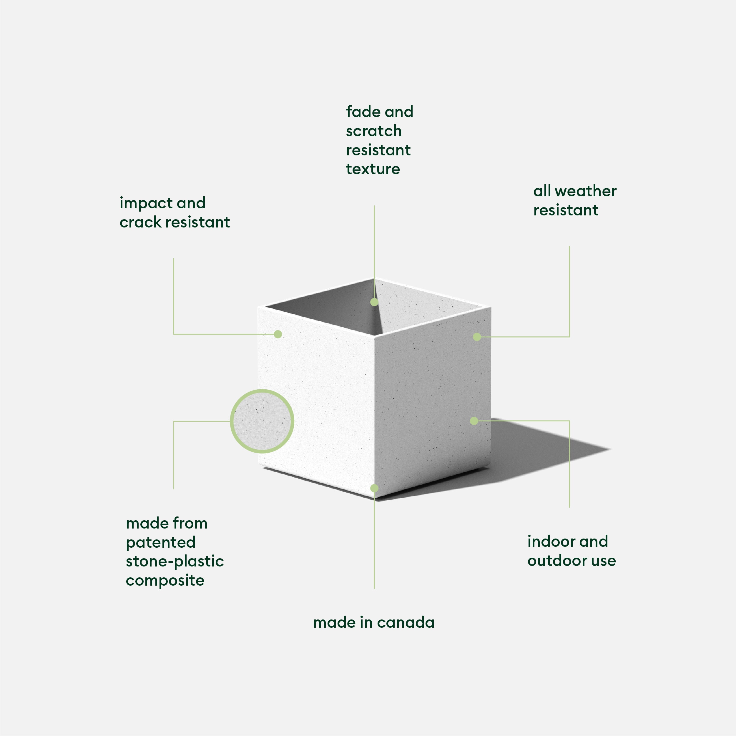 Compact 5'' Geo Cube Planter in Black and White, UV-Resistant