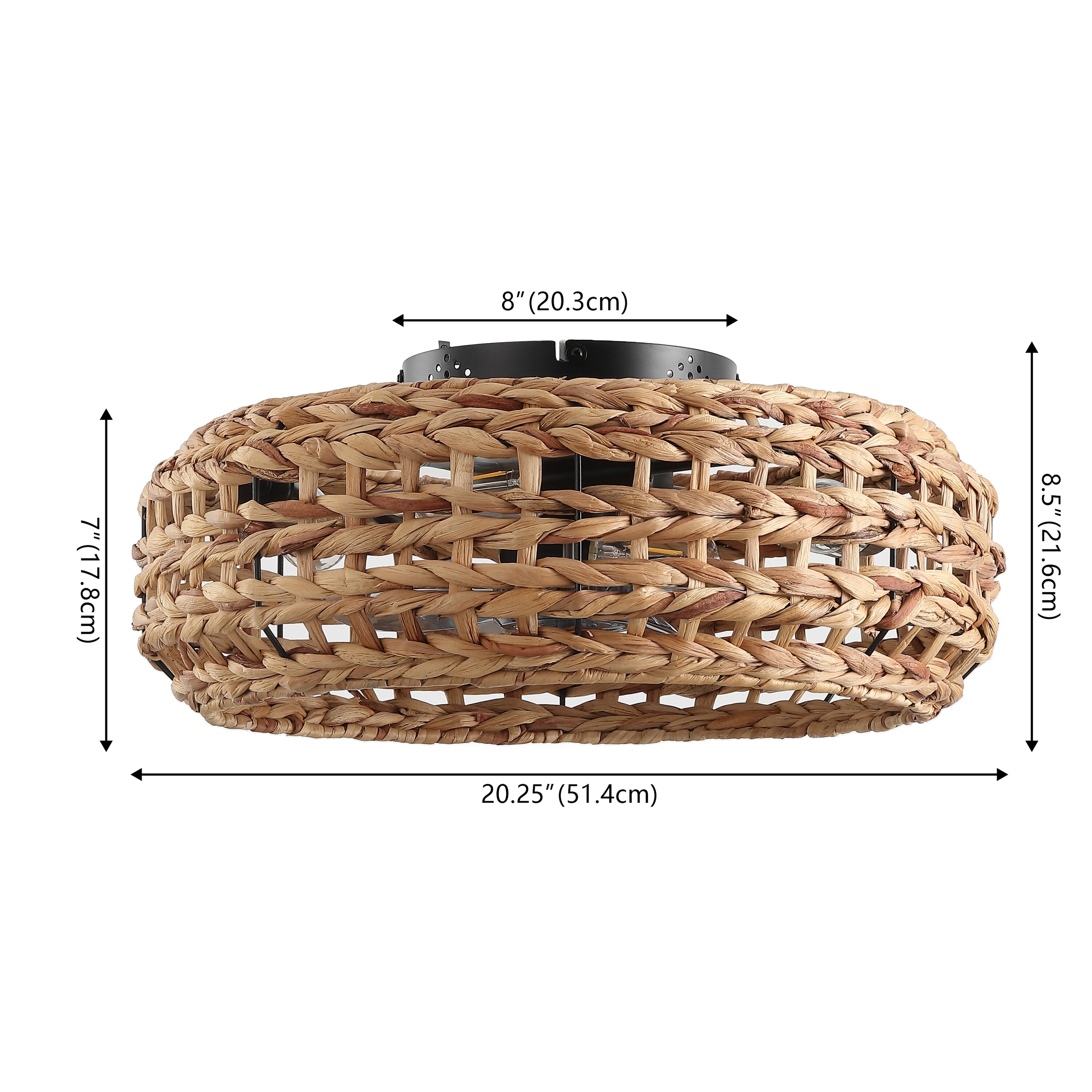 Archer 20.25" Brown/Black Seagrass Lantern Ceiling Fan with Remote