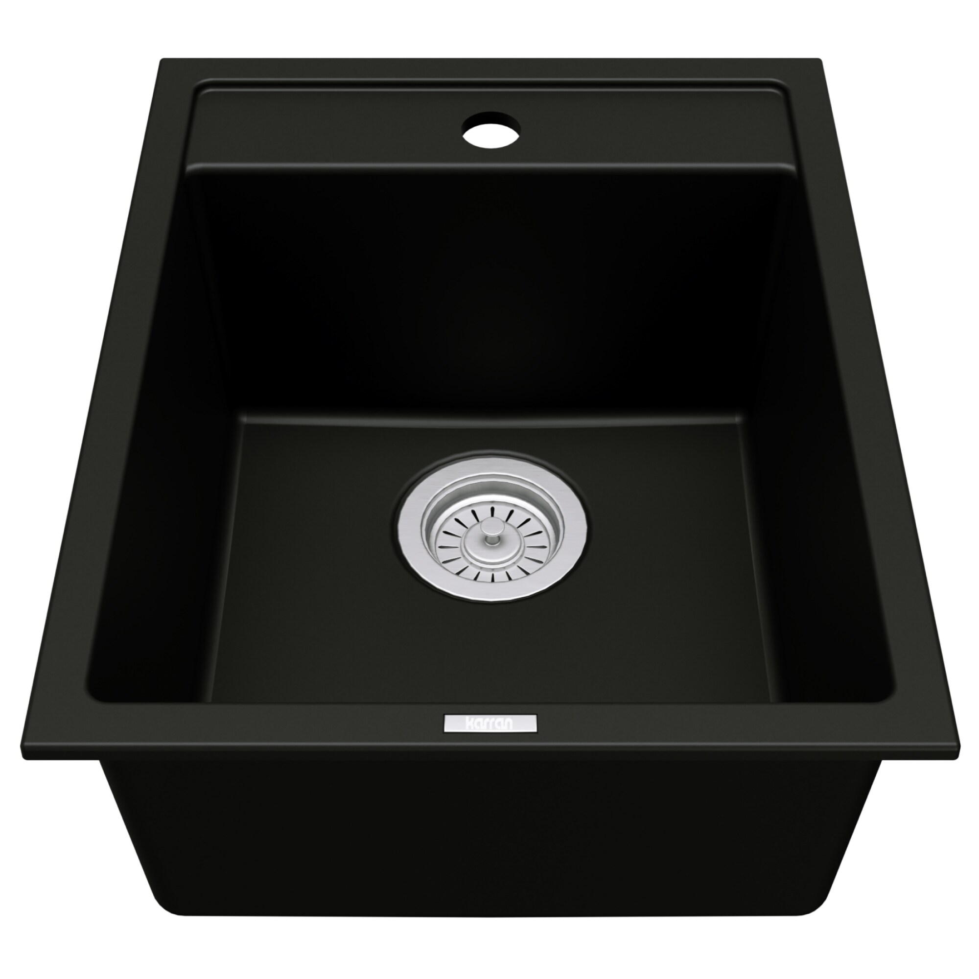 Black Quartz Composite Single Bowl Drop-In Kitchen Sink