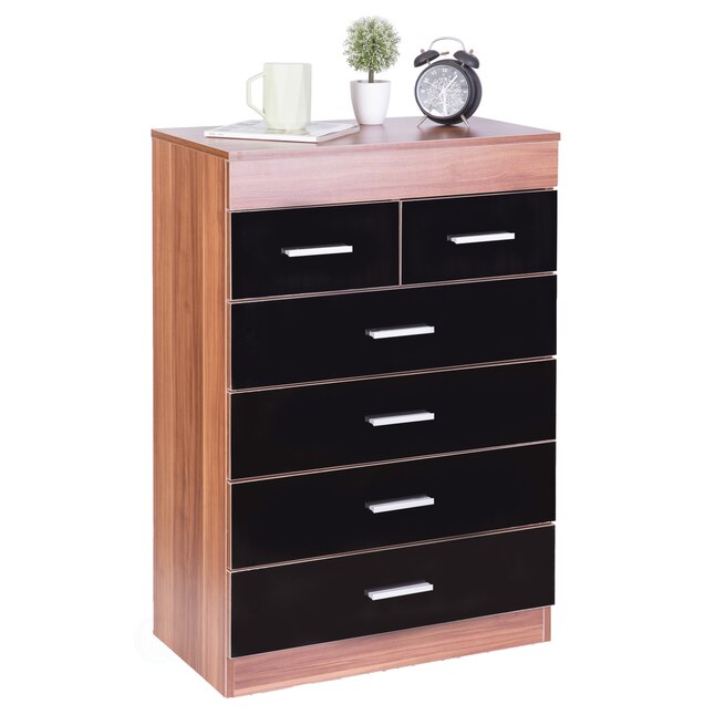 Basicwise 6-Drawers Brown-black/wood Stackable Wood Storage Drawer Tower  36-in H x 23.5-in W x 23.5-in D in the Storage Drawers department at  Lowes.com