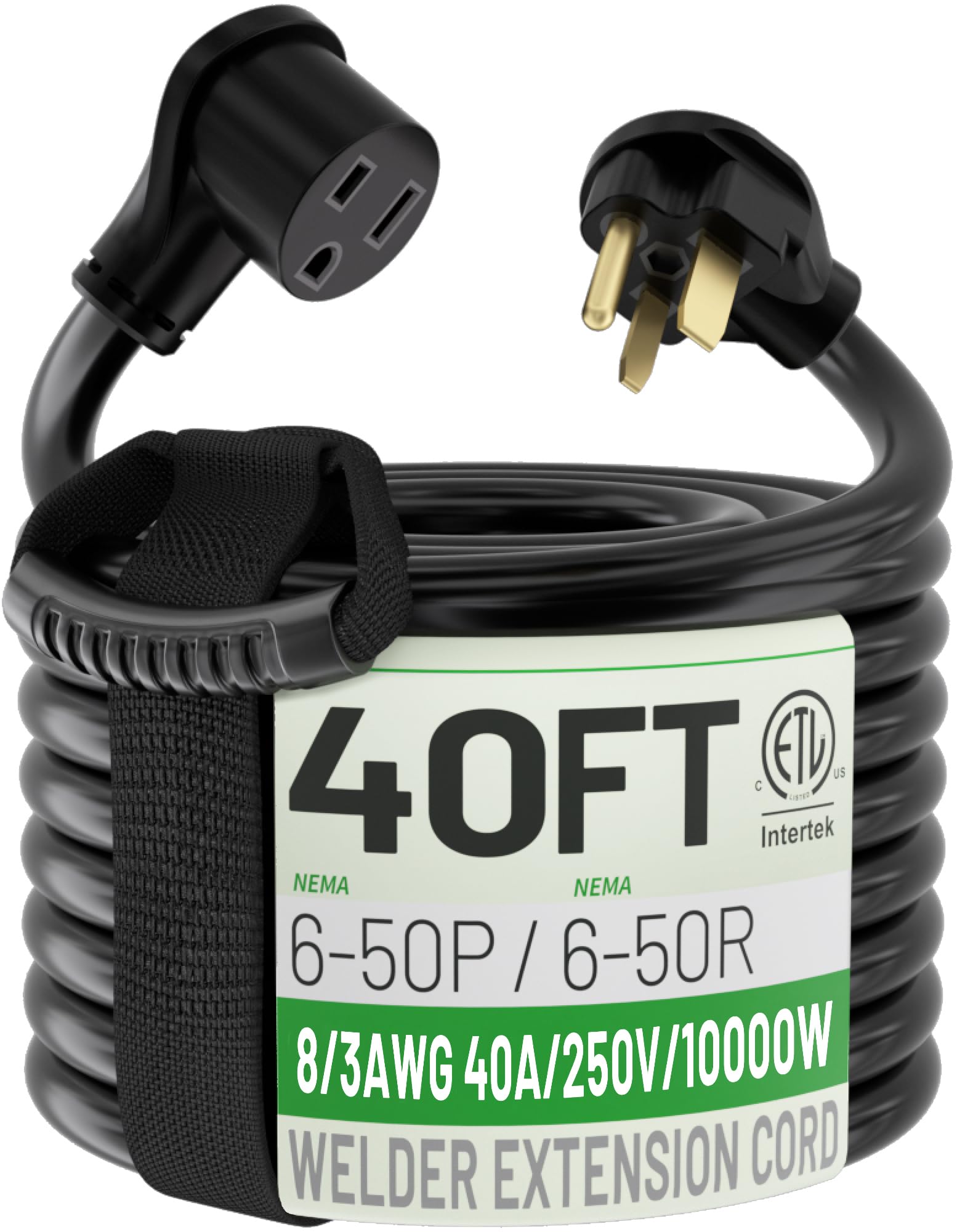 AOIZGMY  40ft Welder Extension Cord 8 Gauge 250 Volt NEMA 6-50 Heavy Duty Welding Power Cord 3 Prong Black Outdoor Use durable home and garden