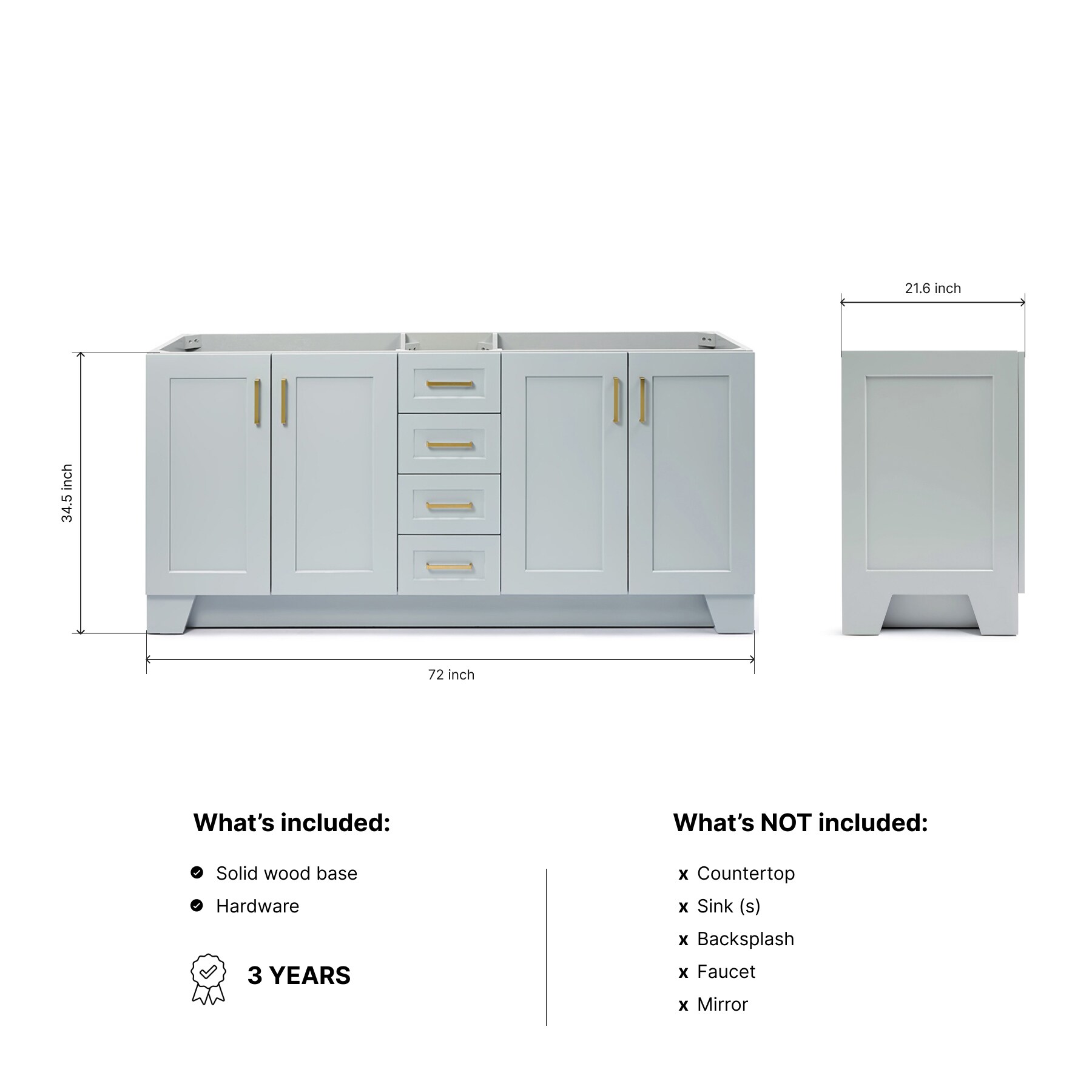 ARIEL Q072D-BC-GRY vanities - View #3