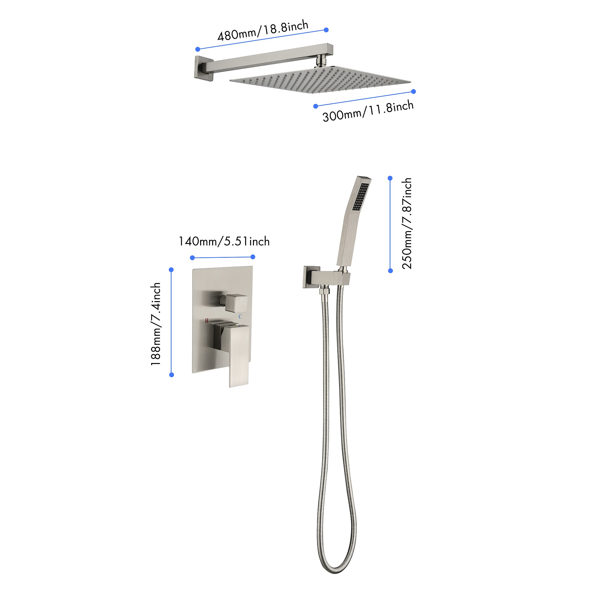 Mondawe MOEB102-12BN Showerhead-Bar-Panels - View #8