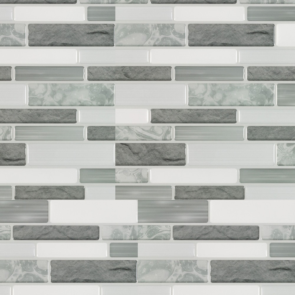 Peel&Stick Mosaics Carrara Subway 10-in x 10-in Glossy Composite Linear Subway Peel and Stick Wall Tile (0.65-sq. ft/ Piece)