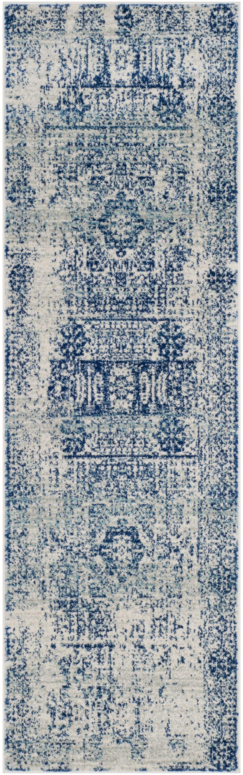 Safavieh EVK260C-221 Evoke Apipe 2 x 21 (ft) Loomed Polypropylene Ivory/Blue Rectangular Indoor Distressed/Overdyed Vintage Runner rug