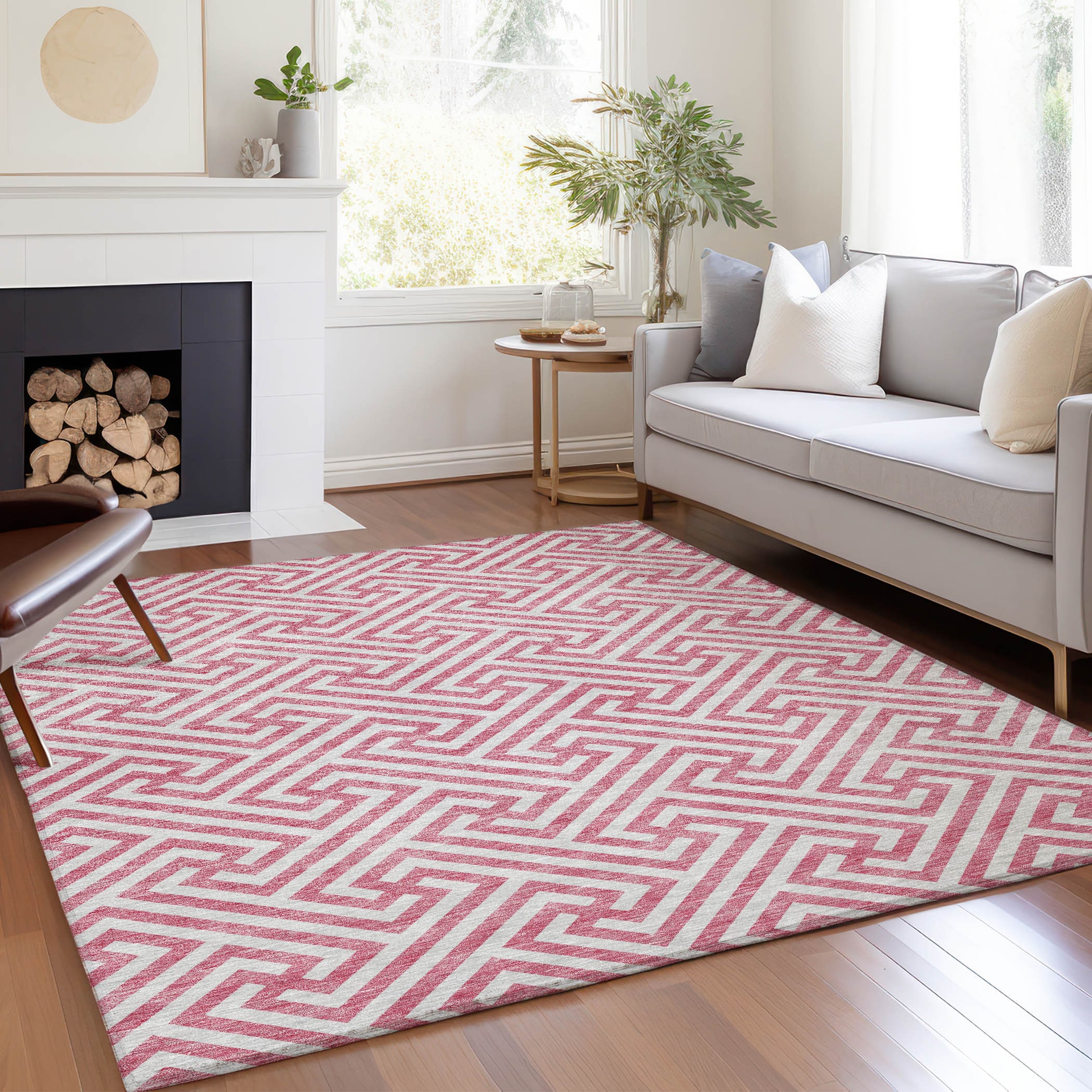 Addison Rugs ACN731PI10X14 Chantille ACN731PI 10 x 14 (ft) Polyester Pink Rectangular Indoor/Outdoor Geometric Machine washable Area rug