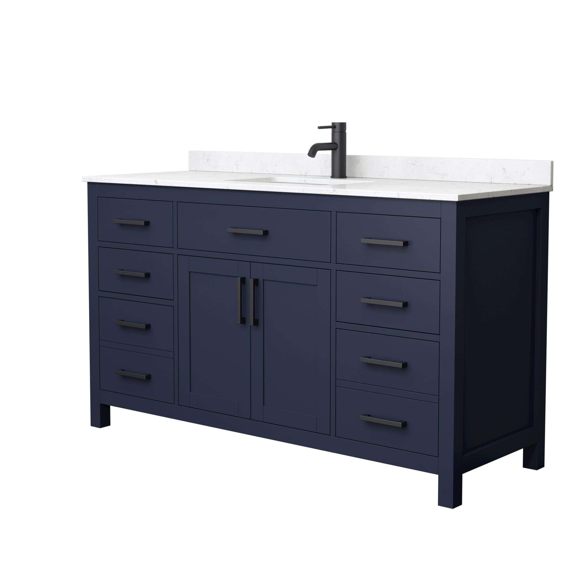 Beckett 60'' Dark Blue Marble Single Bathroom Vanity