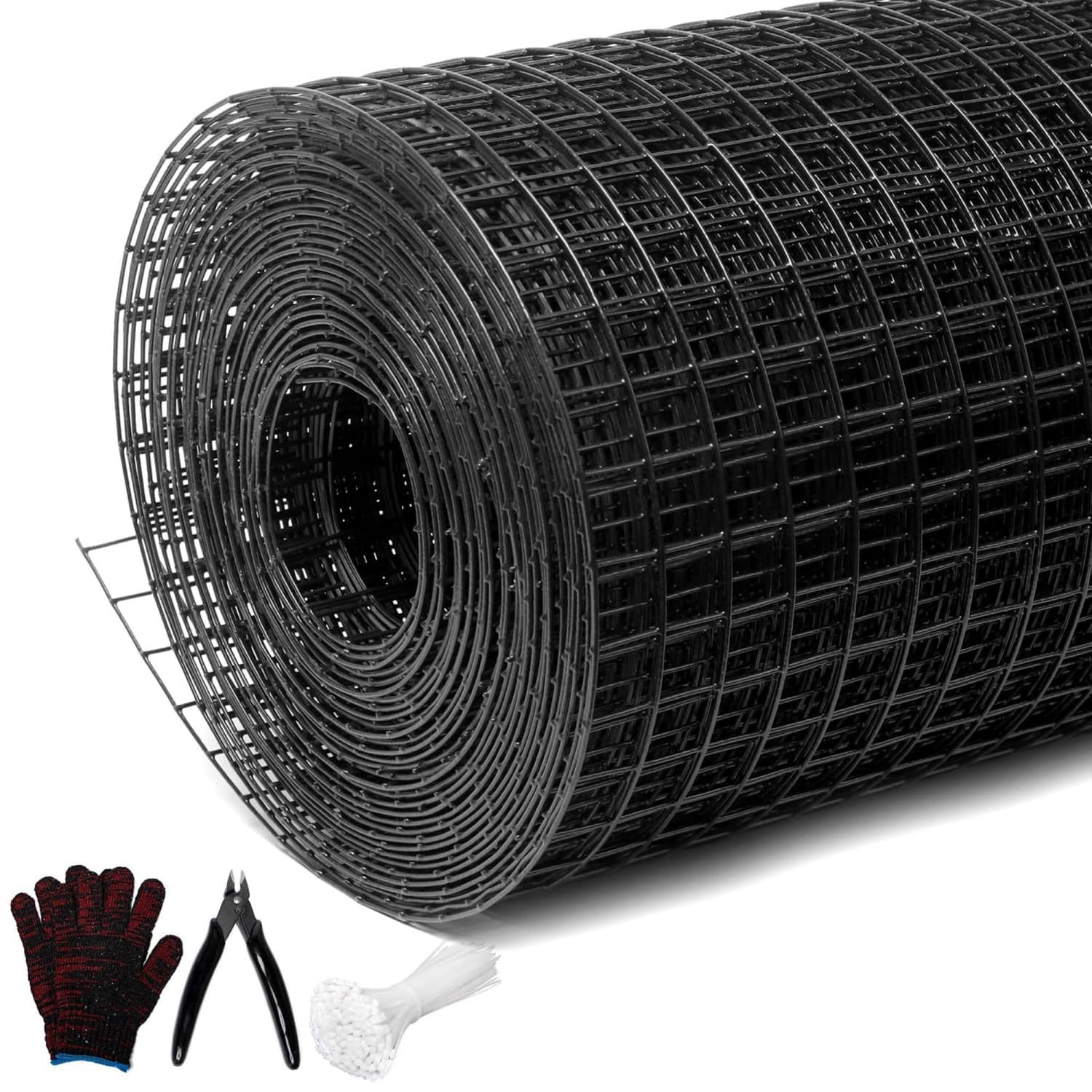 OGETFUUR 48inx100ft 1/2in Hardware Cloth 19Ga Black PVC-coated for Chicken Wire Fencing for Garden Animal Barrier Corrosion-Resistant Welded Mesh