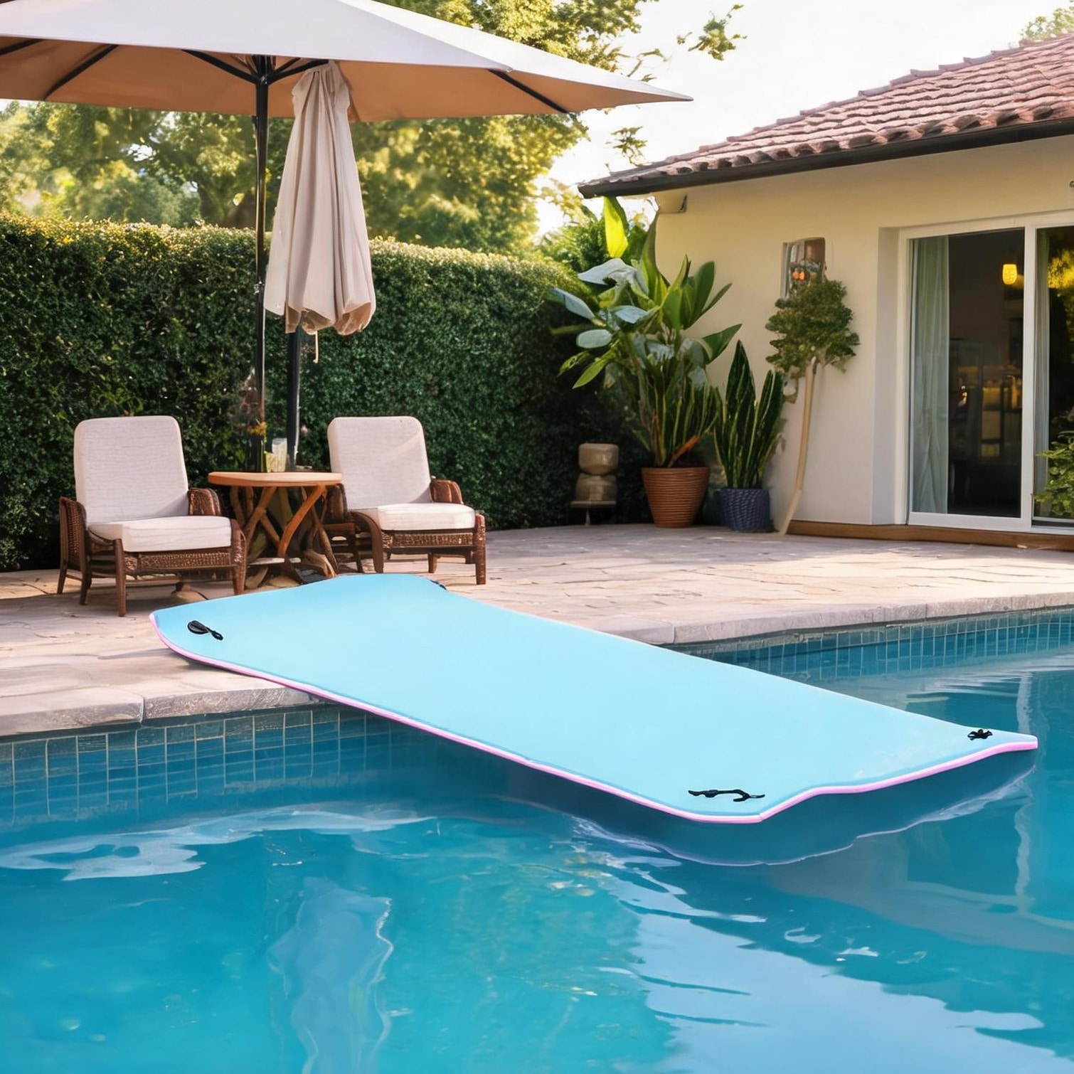 SunJet Classic Pink XPE Floating Water Mat 10 ft x 5 ft 3-Layer Foam Raft for Lake and Ocean