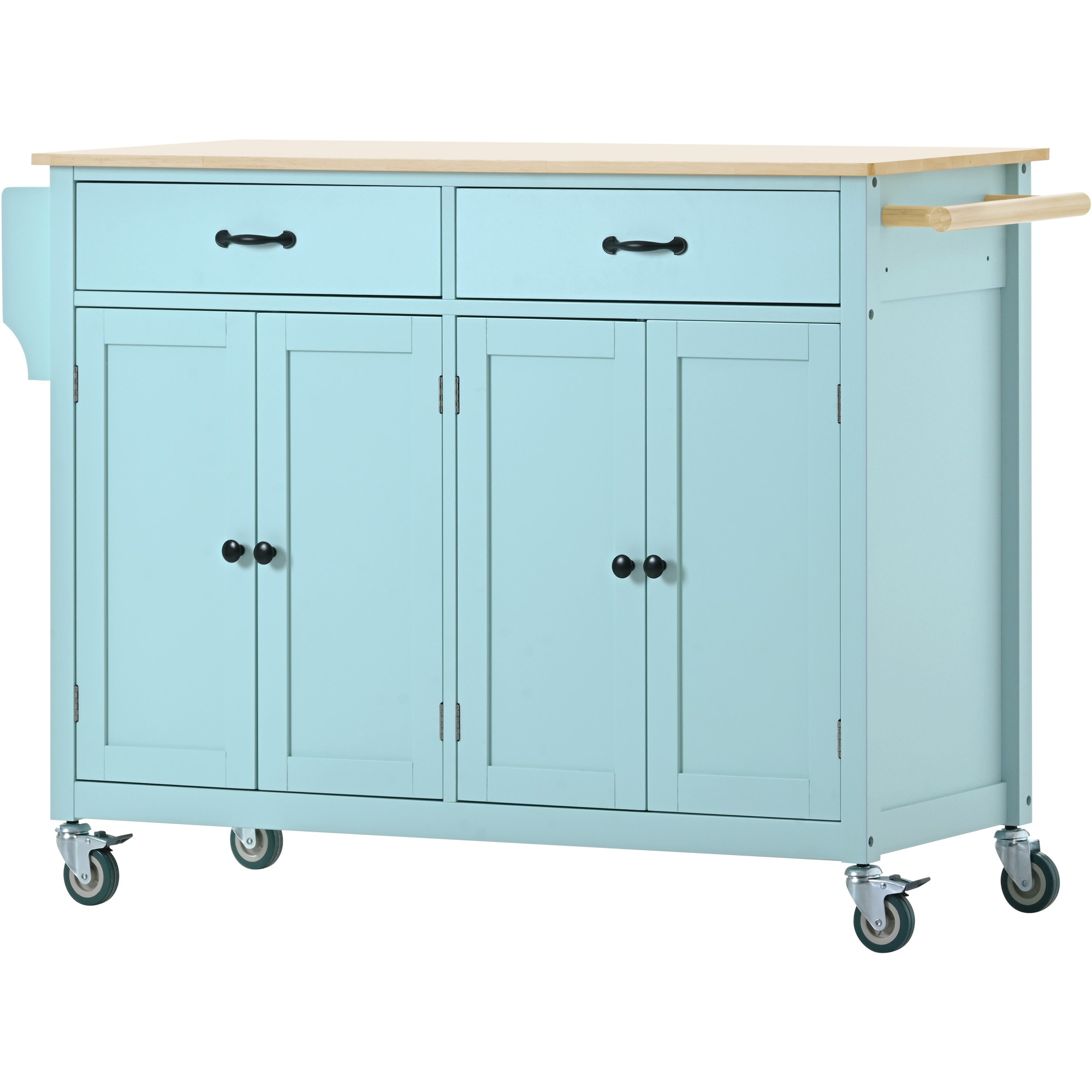 Runesay Green Mdf Base with Mdf Wood Top Rolling Kitchen Island (18.5-in x 54.33-in x 36.22-in)