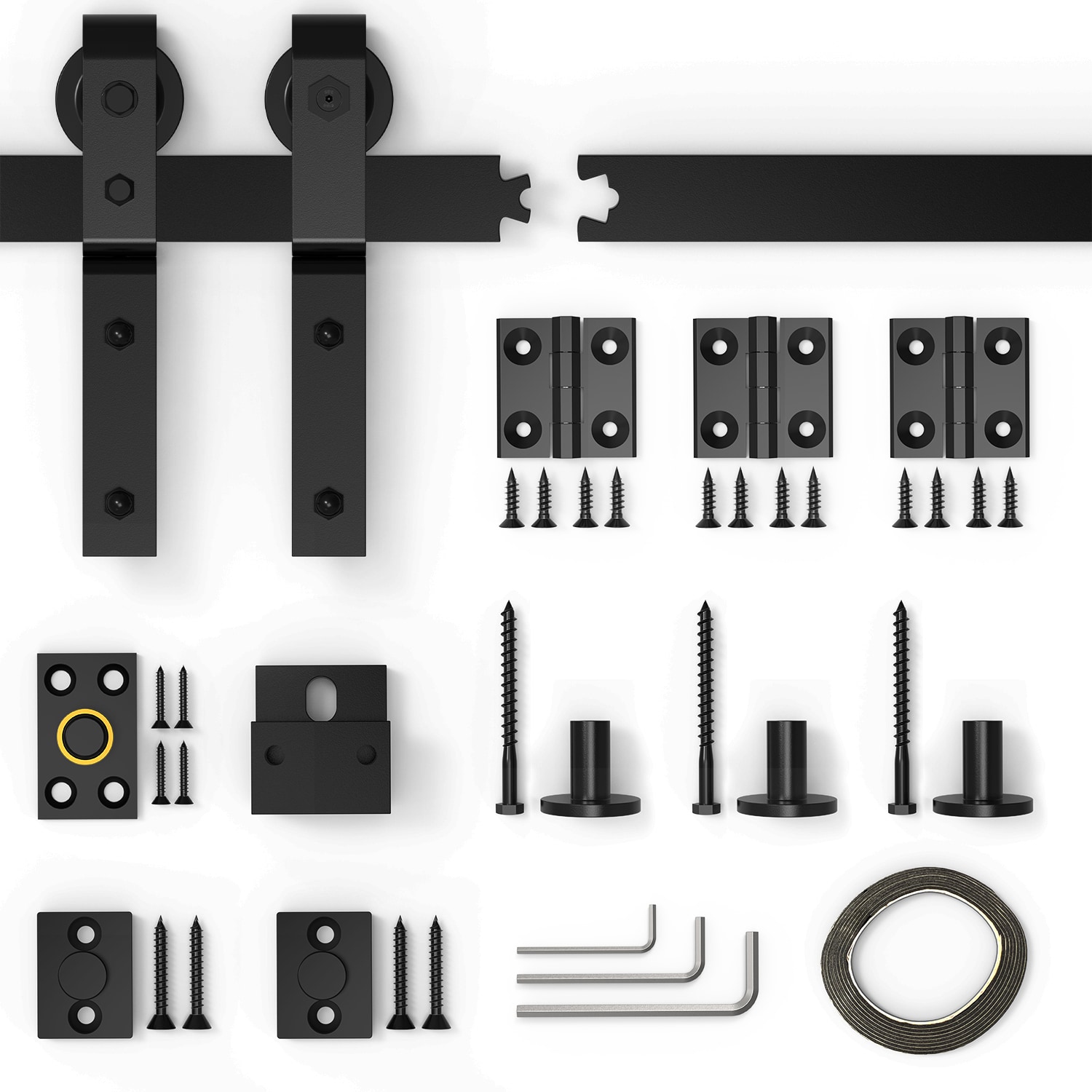 WINSOON GCM5224 48-in Matte Matte Black Indoor J-strap Single bifold Barn door hardware kit