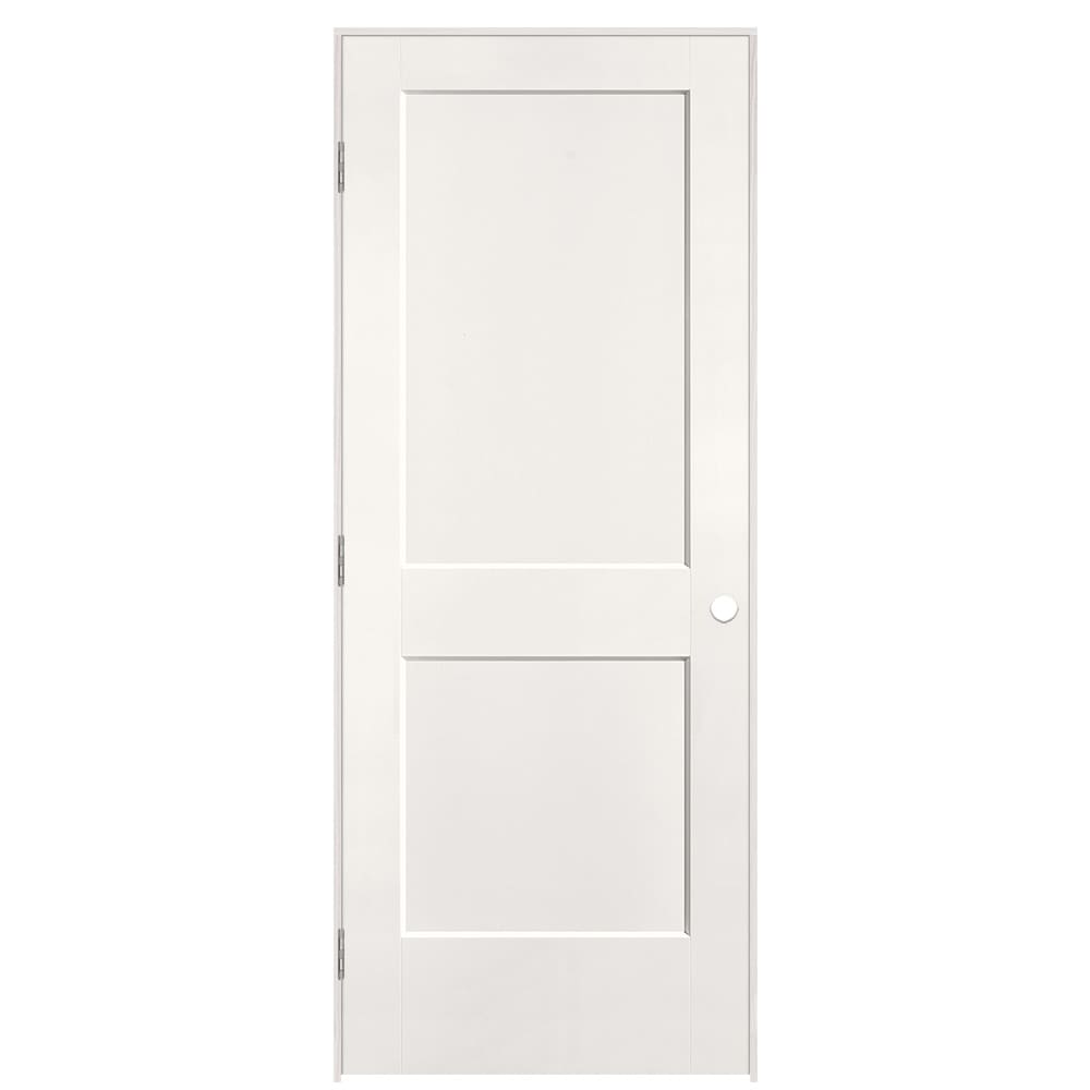 Masonite 895949 32-in x 80-in White Solid core 2-panel square Right hand Smooth Prefinished Molded composite Flat Jamb Single Prehung Interior Door
