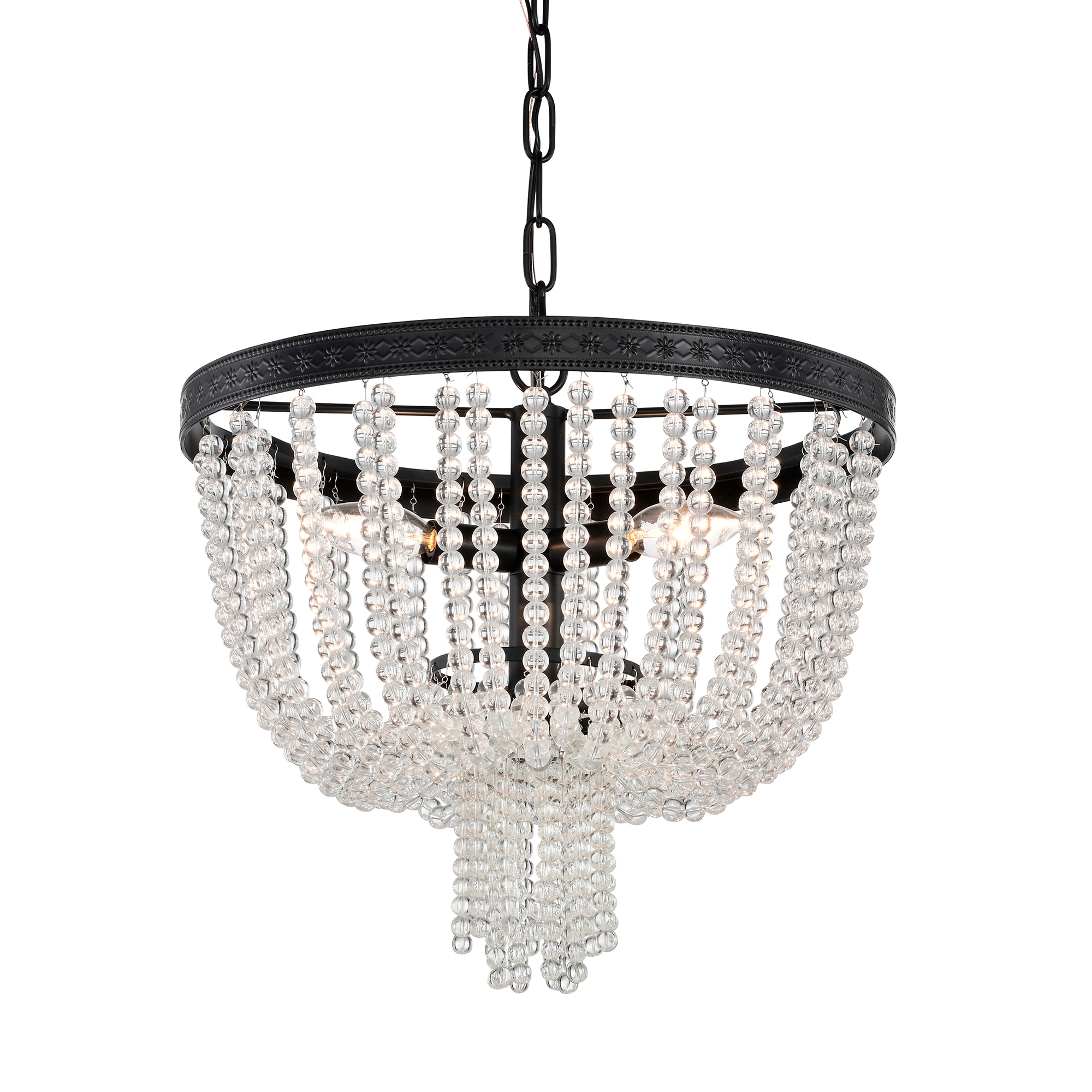 Edvivi Helena 3-Light Black Glam Led; Dry Rated Chandelier in the