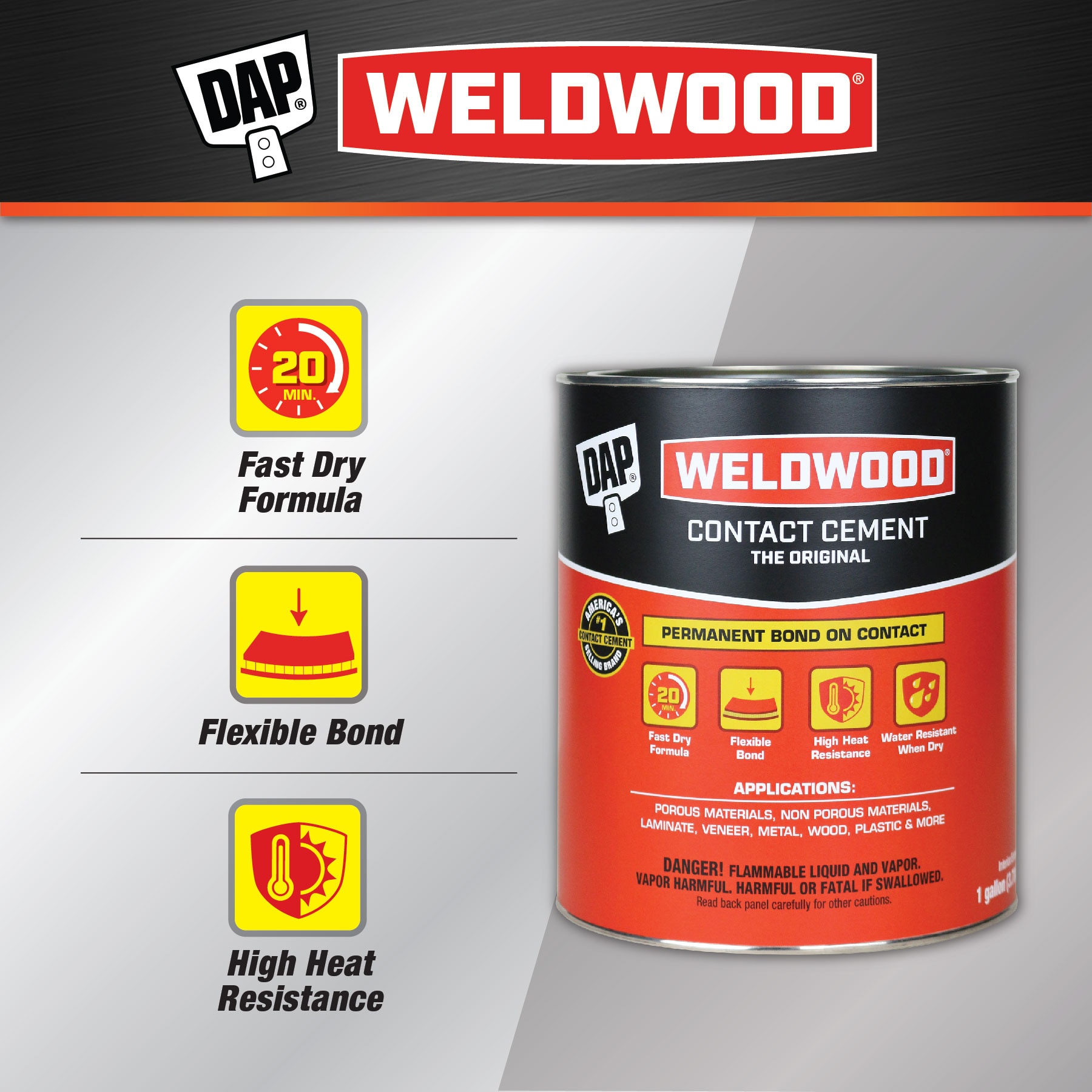 DAP 00273 1 Gallon Weldwood Original Contact Cement, Tan