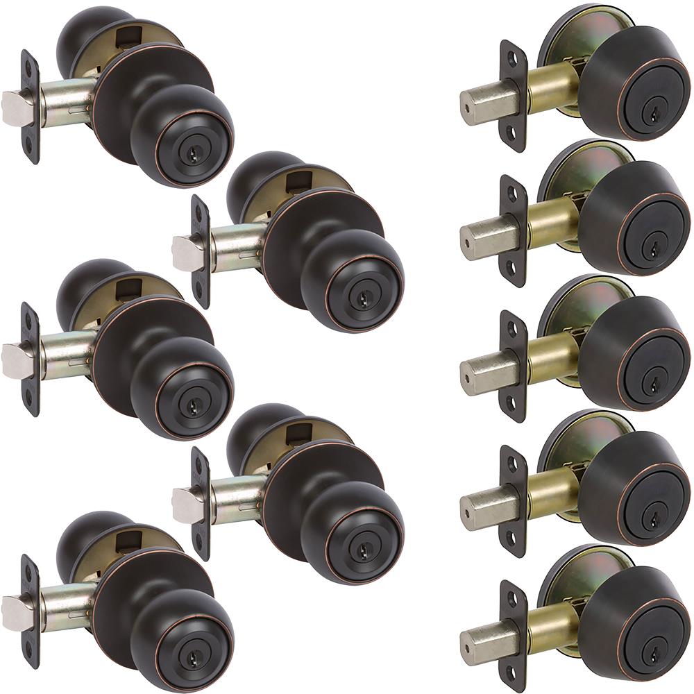 Delaney Hardware Callan Edged Oil Rubbed Bronze Single-cylinder deadbolt Combined Door Knob Combo Pack (5-Pack) KR3007-PP Uae Electronic uaeelectronic.com